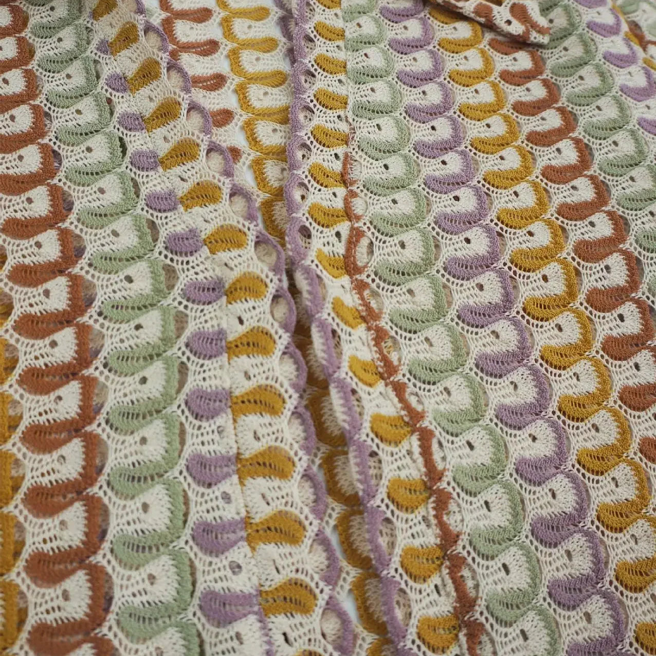 WeiYao Handmade Crochet Multi-color Hollow Out Split Maxi Dress for Women Deep V Long Sleeve Elegant Bohemian Sexy Bodycon Dress