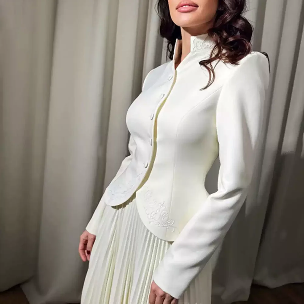 Minimalist Two Piece Sets For Women Stand Collar Long Sleeve Blazer High Waist Skirt Elegant Set Female Fashion New