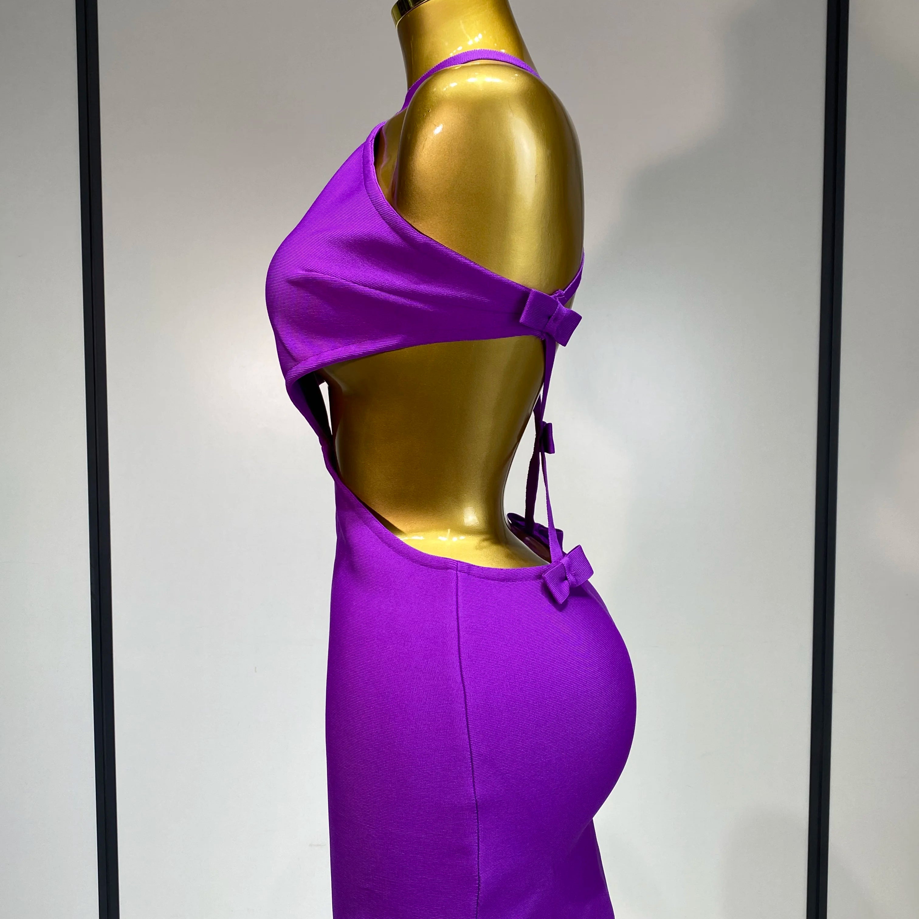 Women Sexy Backless Cut Out Bow Tie Mini Bodycon Bandage Dress 2025 Celebirty Elegant Evening Party Luxury Birthday Dresses