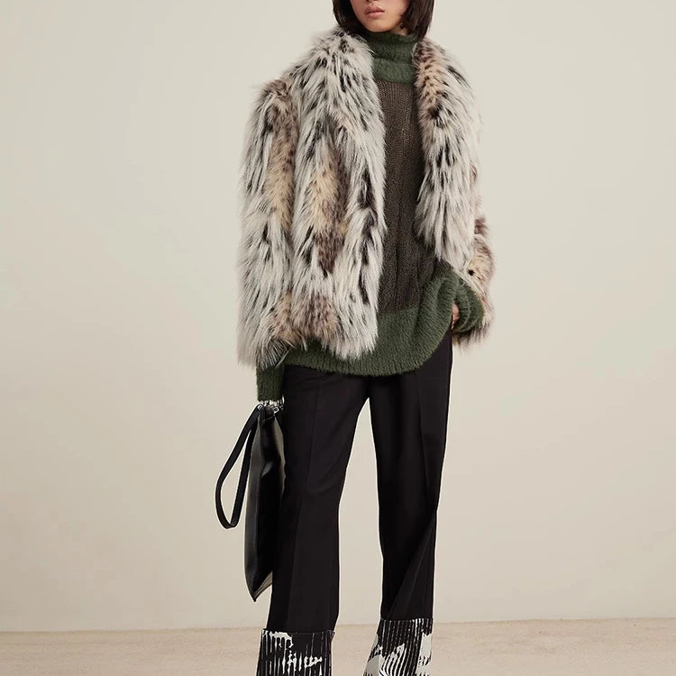 Lautaro Spring Autumn Winter Colorful Thickened Warm Hairy Shaggy Faux Fox Fur Coat Women Short Loose Luxury Fluffy Jacket 2025