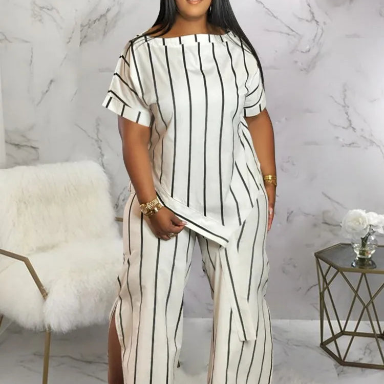 2 Piece Women Sets 2025 Plus Size Summer Autumn Matching Sets Print Two Pieces Sets Top Pants Suits Outfits Clothing