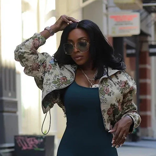 CM.YAYA Washed Denim Women's Set Full Sleeve Floral Jacket and Pockets Cargo Jeans Pants Suit 2024 Street Two 2 Piece Set Outfit