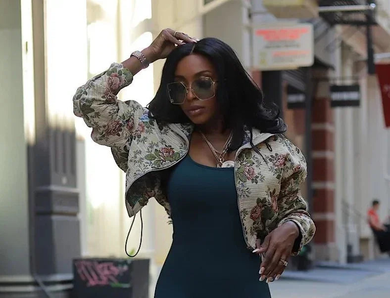 CM.YAYA Washed Denim Women's Set Full Sleeve Floral Jacket and Pockets Cargo Jeans Pants Suit 2024 Street Two 2 Piece Set Outfit