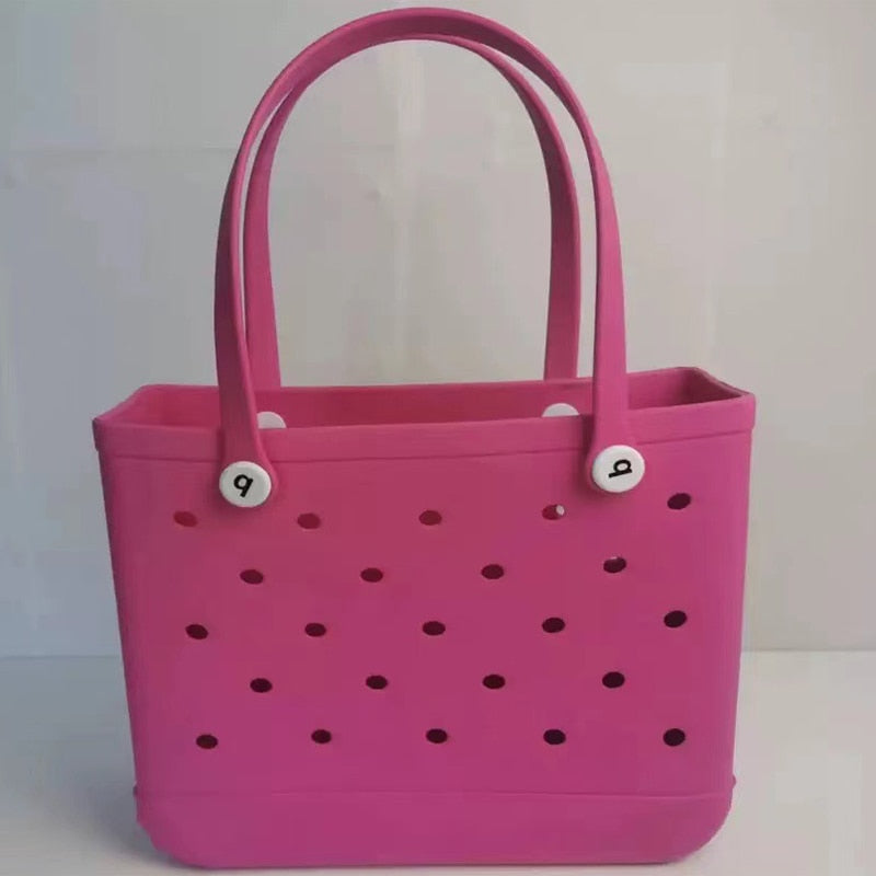 Rubber Beach Bags Waterproof Sandproof Large Size Outdoor EVA Portable Travel Bags Washable Tote Bag For Beach Sports Market Rose red