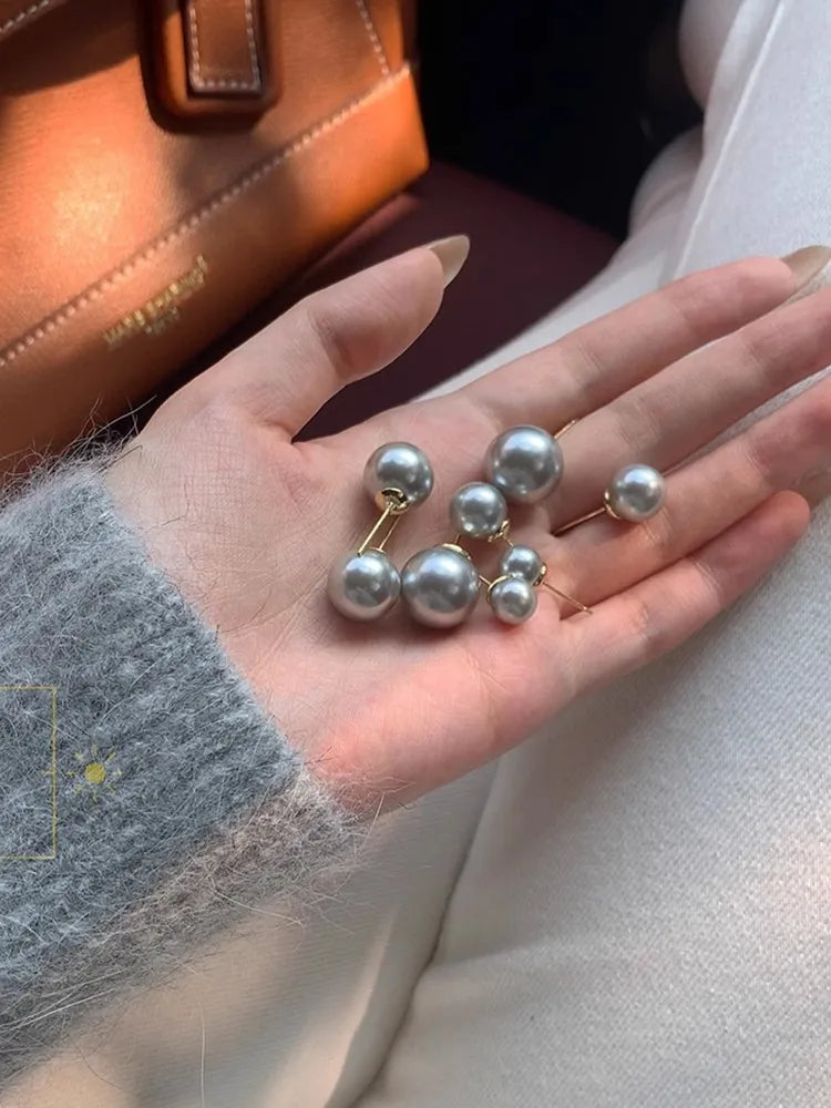 ALA Rising|L Gray Pearl Elegant Women Earing Unique Design Women Fashion Accessaries Office Lady Earing