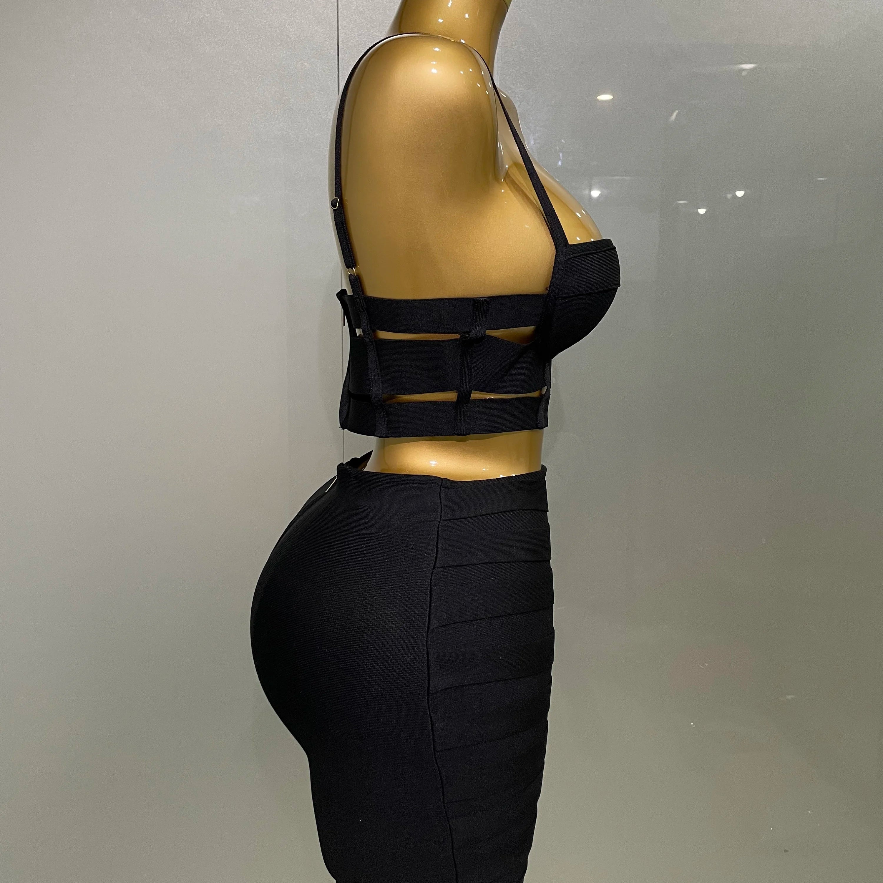 2025 Women Sexy Bandage Tops Fashion Pencil Skirts Set Nightclub Party Celebrate Women's Set