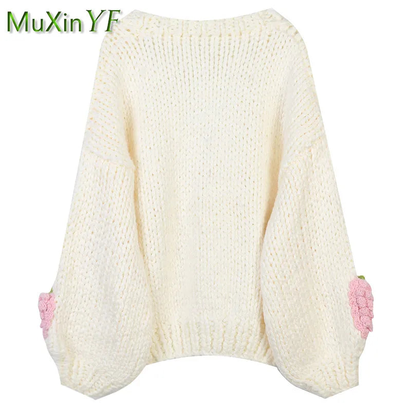 Women's 2024 Autumn Winter New Denim Pants Matching Set Korean Elegant Knitted Sweater Cardigan+Shirt+Letter Jeans 3 Piece Suit