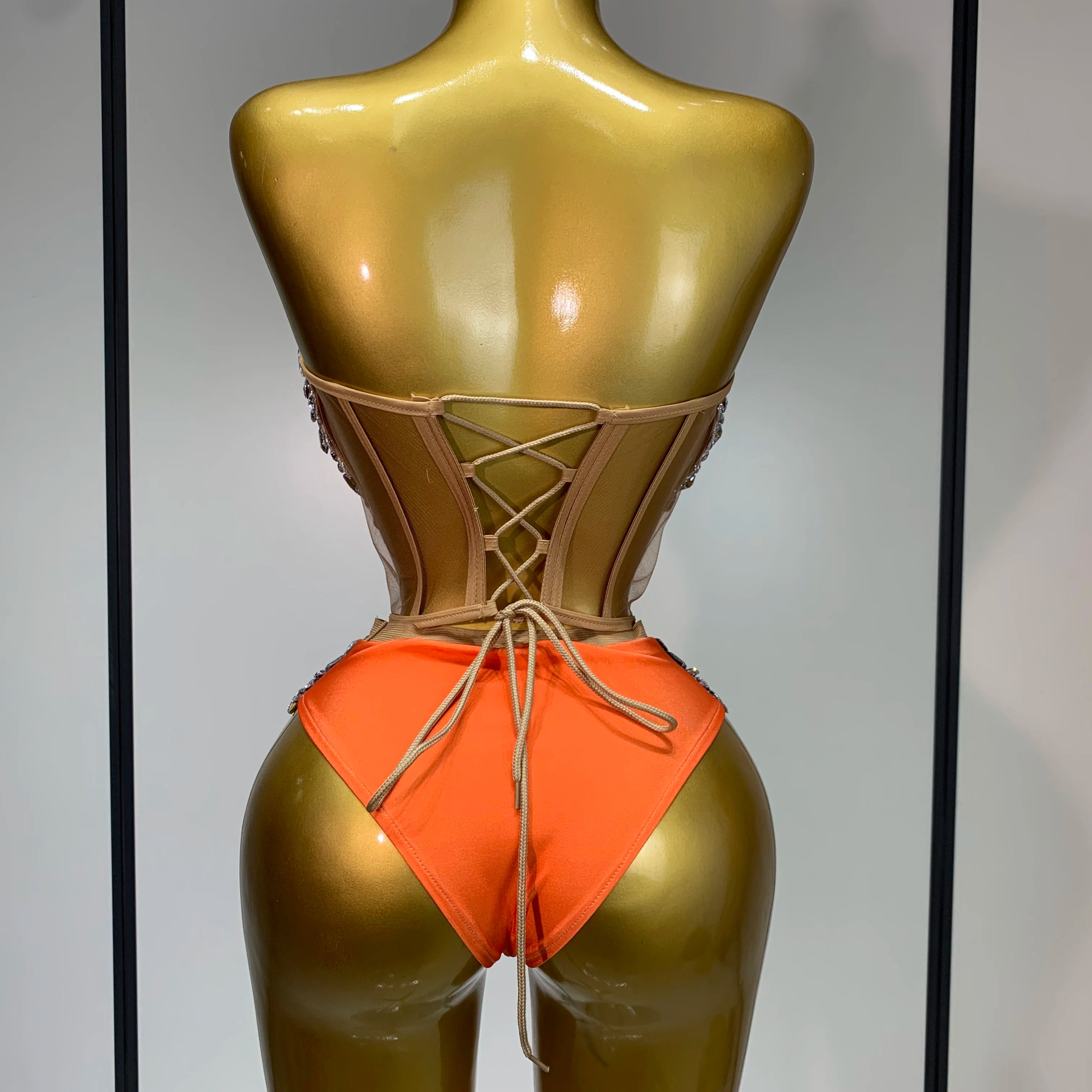 Sparkly Rhinestone Stage Outfit Women Long Sleeve Three Piece Set Dance Drag Queen Nightclub Evening Party Birthday Costume