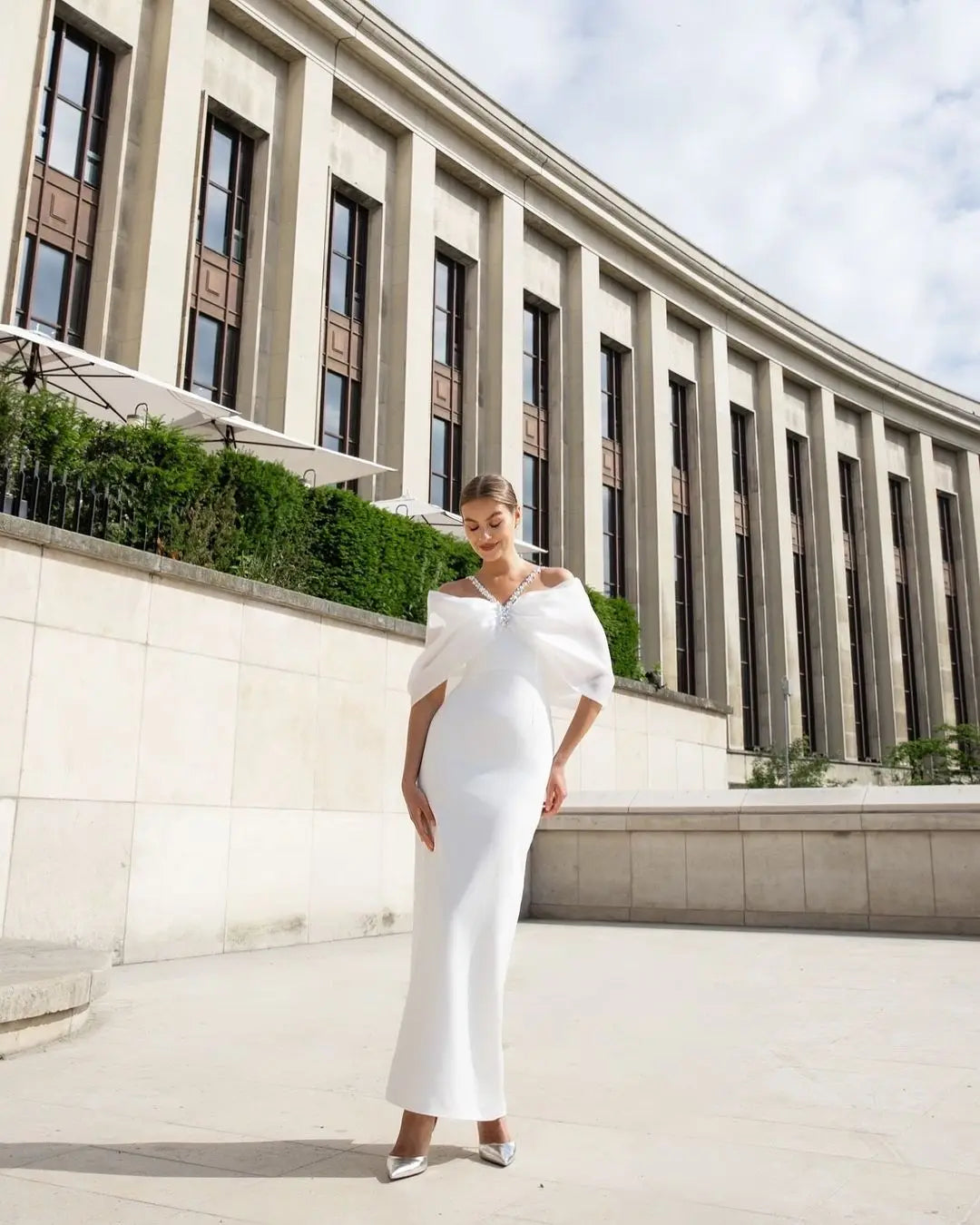 2025 New Fashion Rosered Color Women Sexy Off the Shoulder Bodycon Long Bandage Dress Nightclub Party Celebrate Dress WHITE