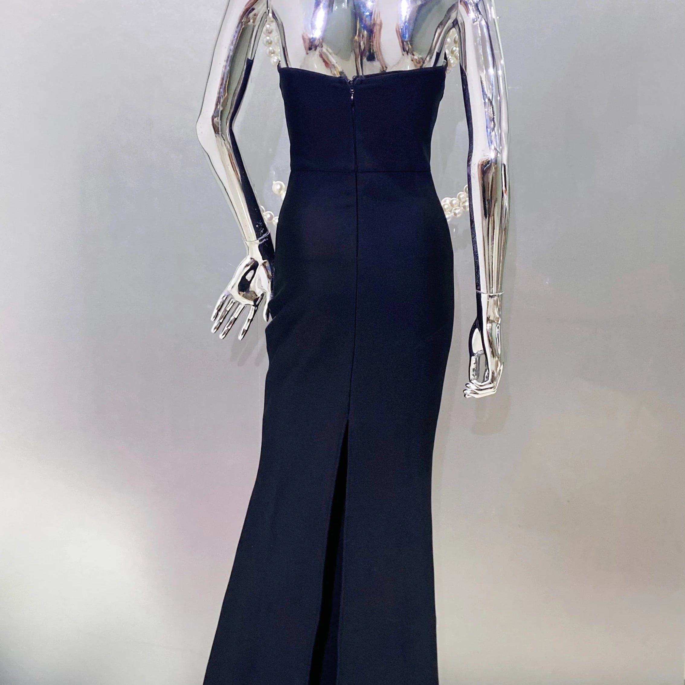 2025 Luxury Pearl Geometric Design strapless Package Hips Bandage Long Dress Elegant Woman Party Dress Celebrity Party Vestido