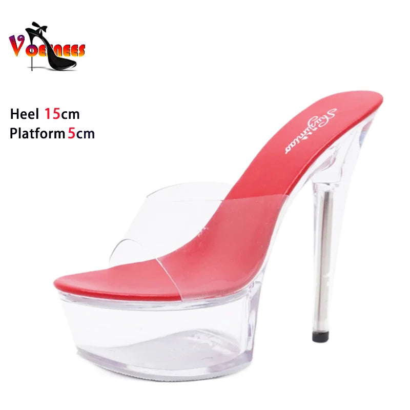 Shoe for Party Club Stripper Heels Women Shoes Platform High Heels Sandals Clear Sexy Pole Dance 15cm High Plus Size Slippers As Picture Shown 6