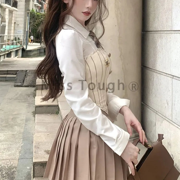 Sweet Elegant 3 Piece Set Women Korean Fashion Party Mini Skirt Set Female Vintage Designer Pleated Skirt Suit 2024 Autumn New