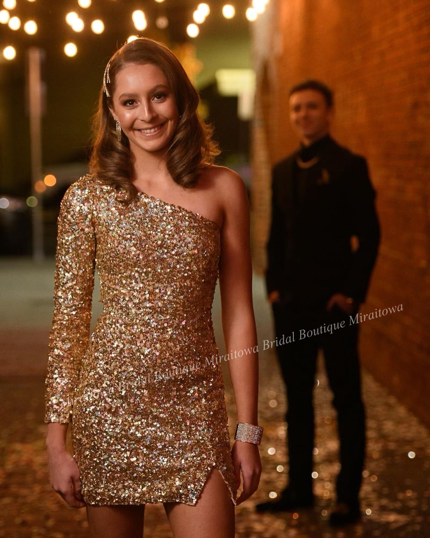 Pink Sequin Mini Cocktail NYE Dress Long Sleeve Lady Formal Event Homecoming Party Gown Club Night Hoco Gala One-Shoulder