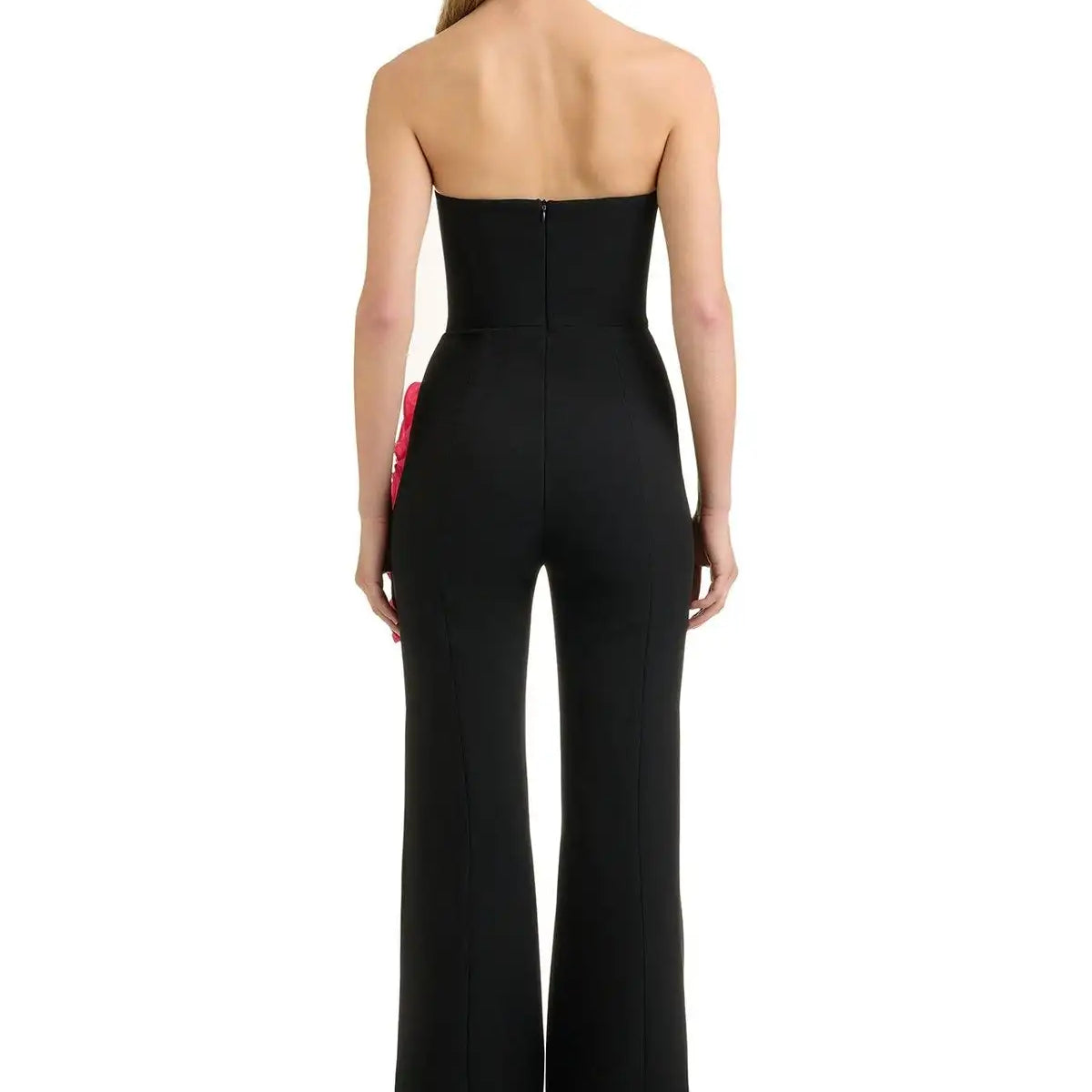 Top Black Women Sexy Off the Shoulder Ruffles Straight Bandage Jumpsuit Fashion Celebrate Evening Party Wear