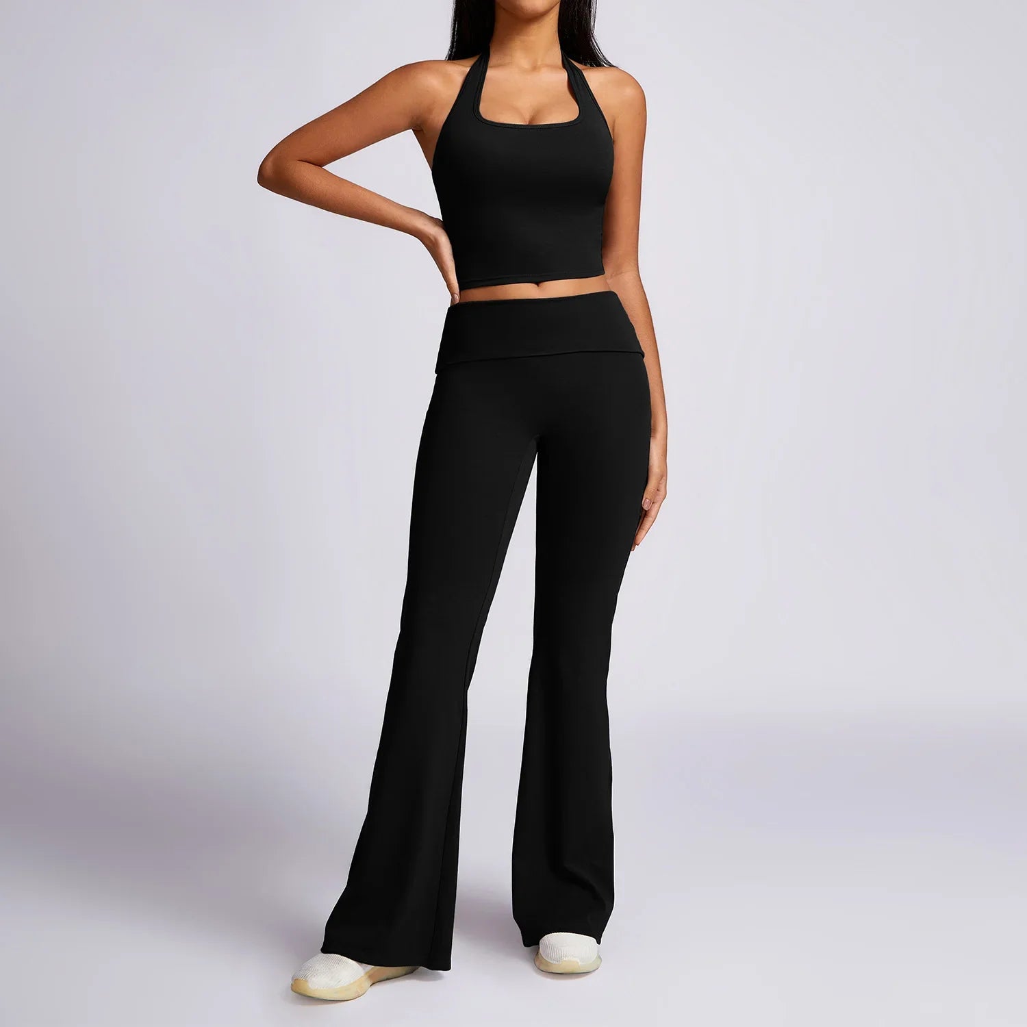 New Yoga Set Workout Clothes Fitness Suits Sports Bra High Waist Leggings 2 Piece Women High Stretch Gym Outfit black-3