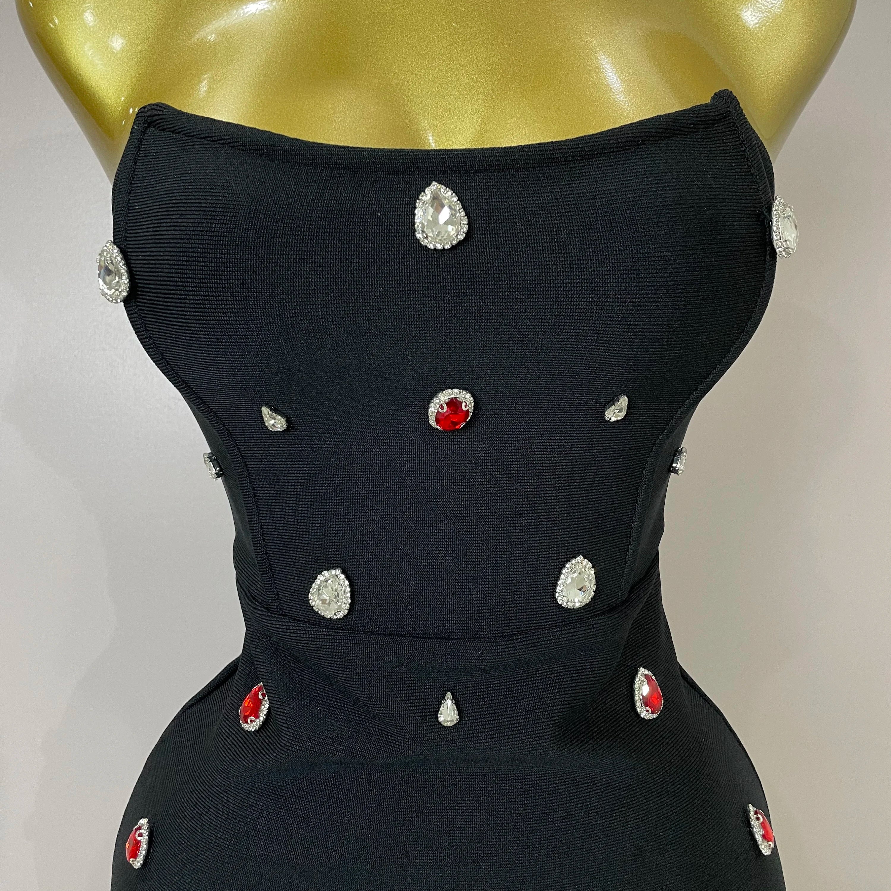 Sexy Strapless Colorful Crystal Bodycon Mini Bandage Dress 2025 Women New Elegant Party Celebrate Luxury Birthday Dress