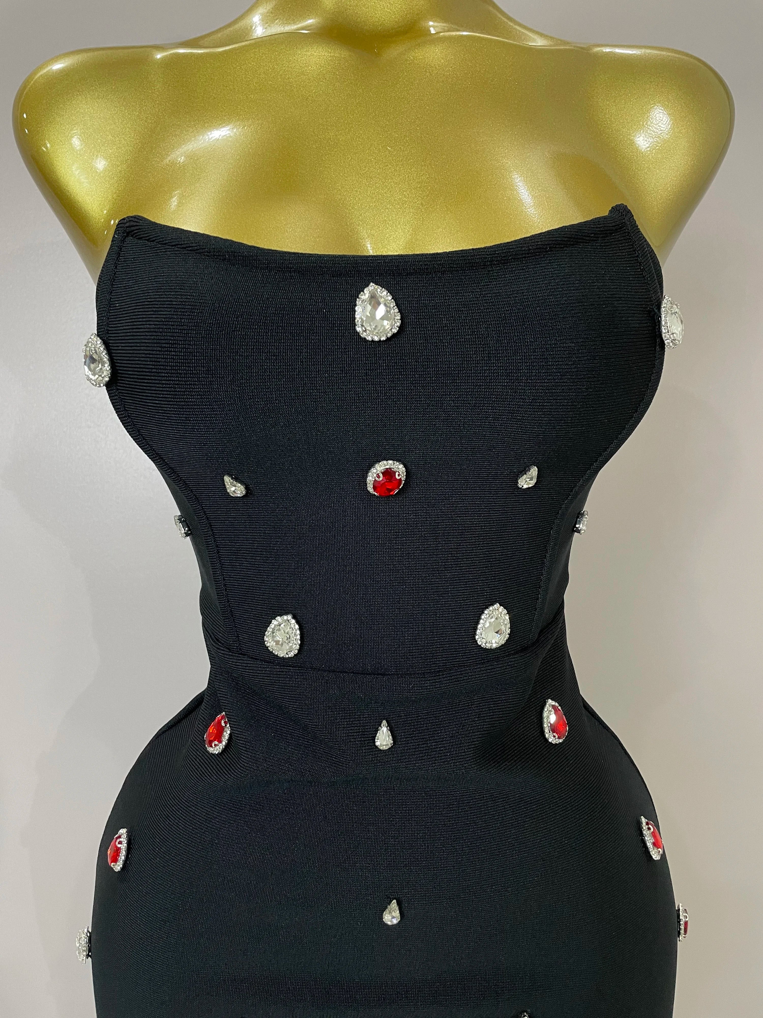 Sexy Strapless Colorful Crystal Bodycon Mini Bandage Dress 2025 Women New Elegant Party Celebrate Luxury Birthday Dress