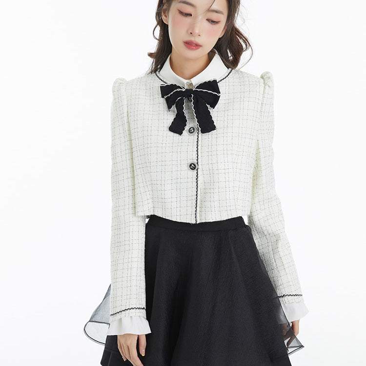 Spring Elegant Vintage 2 Piece Dress Set Women Sweet Blazers Suits Y2k Crop Tops + Mini Skirt Female Korea Fashion Clothing 2 Piece Set