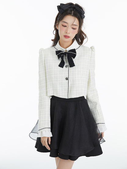 Ensemble 2 pièces élégant et Vintage pour femme, blazer doux, costume Y2k, haut court + Mini jupe, vêtements à la mode coréenne, printemps 