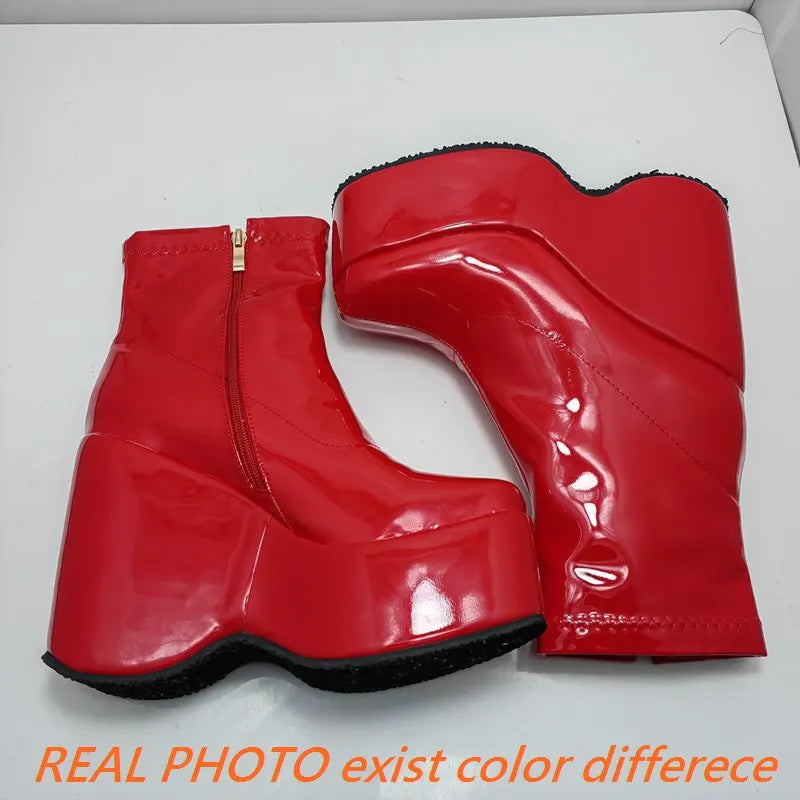 Brand Ladies Platform Boots Fashion Thick High Heels Women's Bootie Party Sexy Block Heel Shoes 44