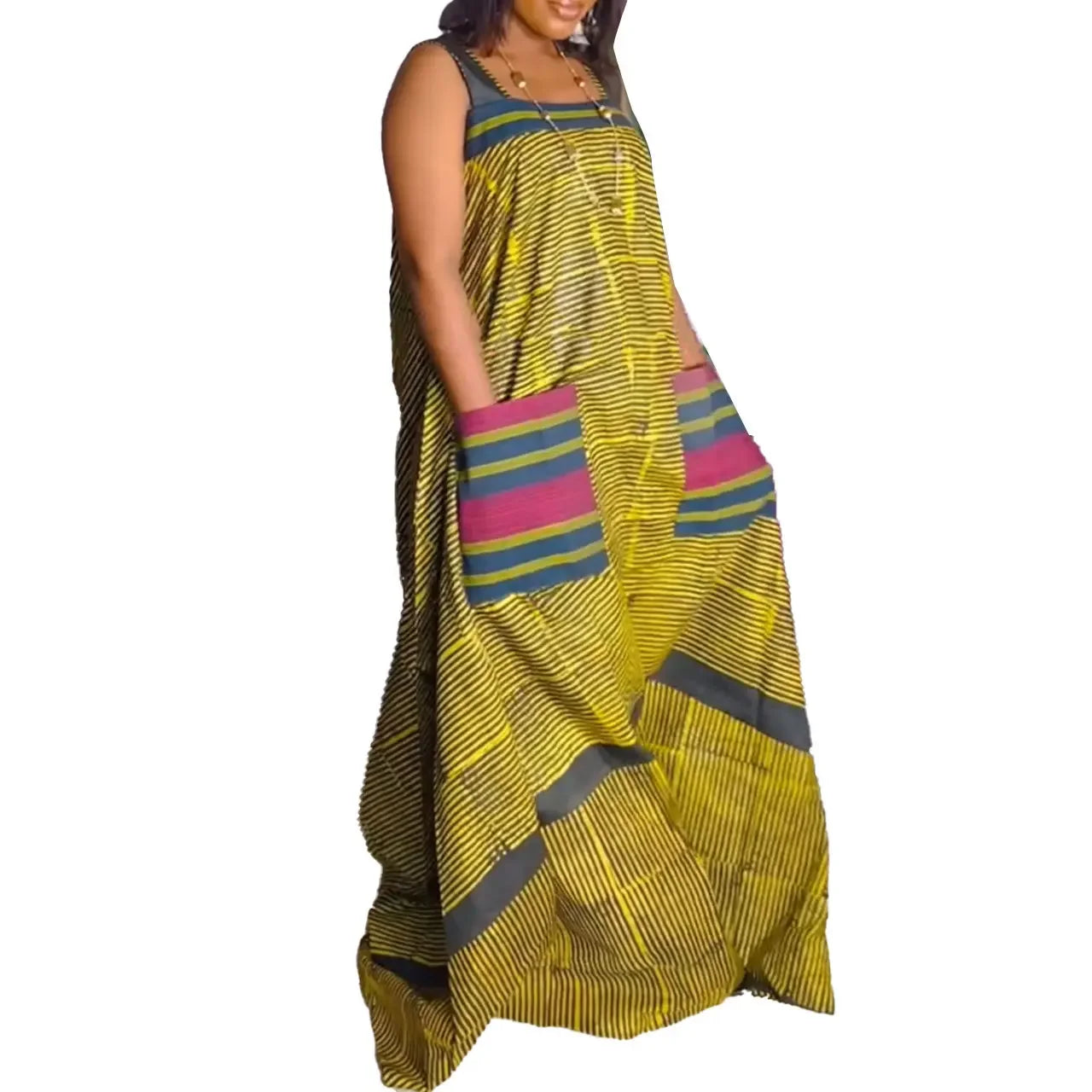 Women Striped Wide Leg Straight Strap Tank Wide Leg Haren Sleeveless Jumpsuit 2024 Street Playsuit One Piece Suit Romper Yellow