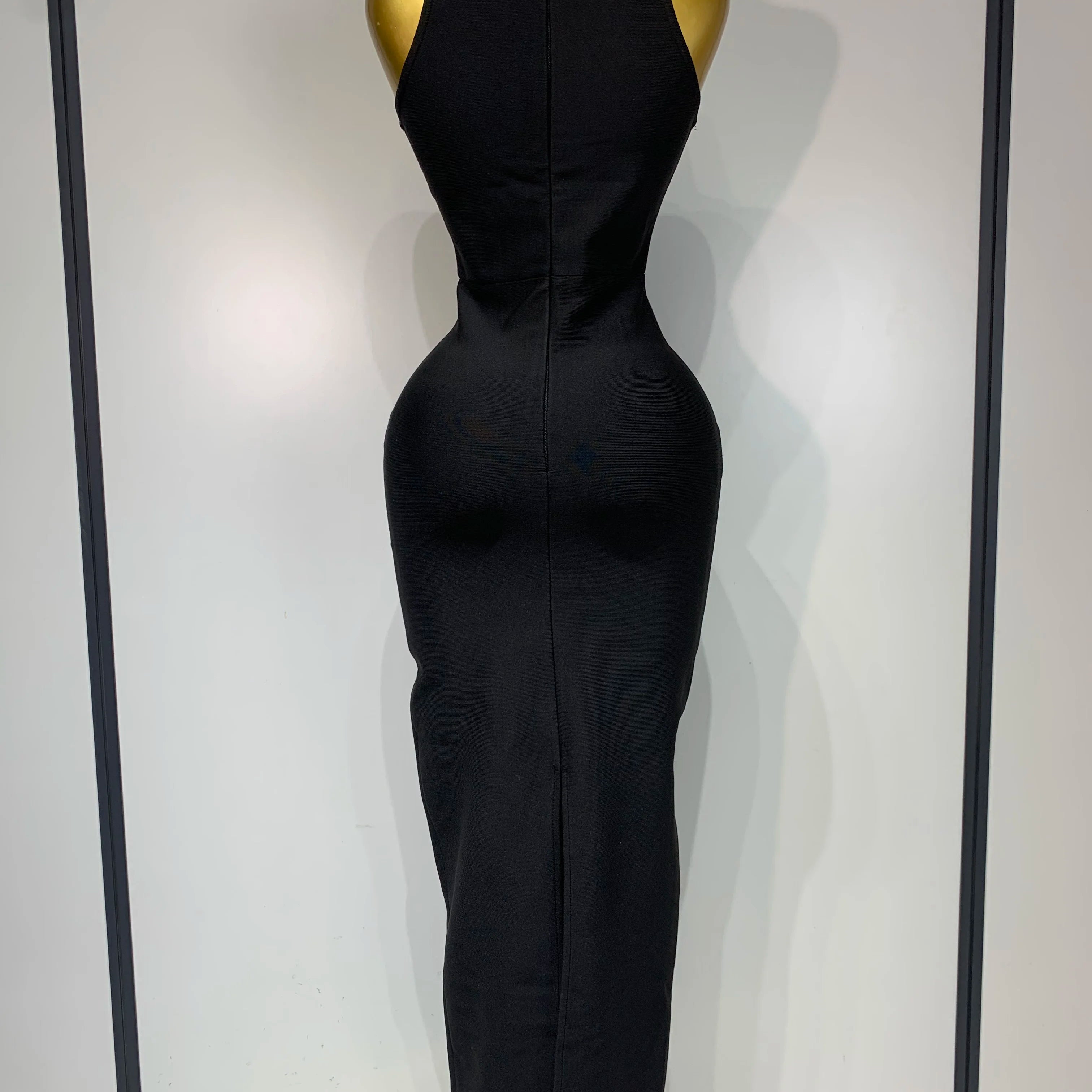 Women Celebrity Sexy Cut Out Diamonds Black Long Bodycon Bandage Dress 2025 Elegant Evening Club Party Luxury Birthday Dresses