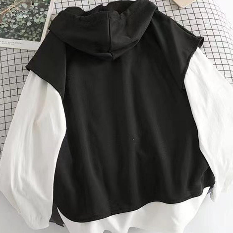 Women Streetwear Harajuku 3 Piece Set Pants For Women Chain Spring Cargo Pants+Hooded Vest+White Loose Blouse