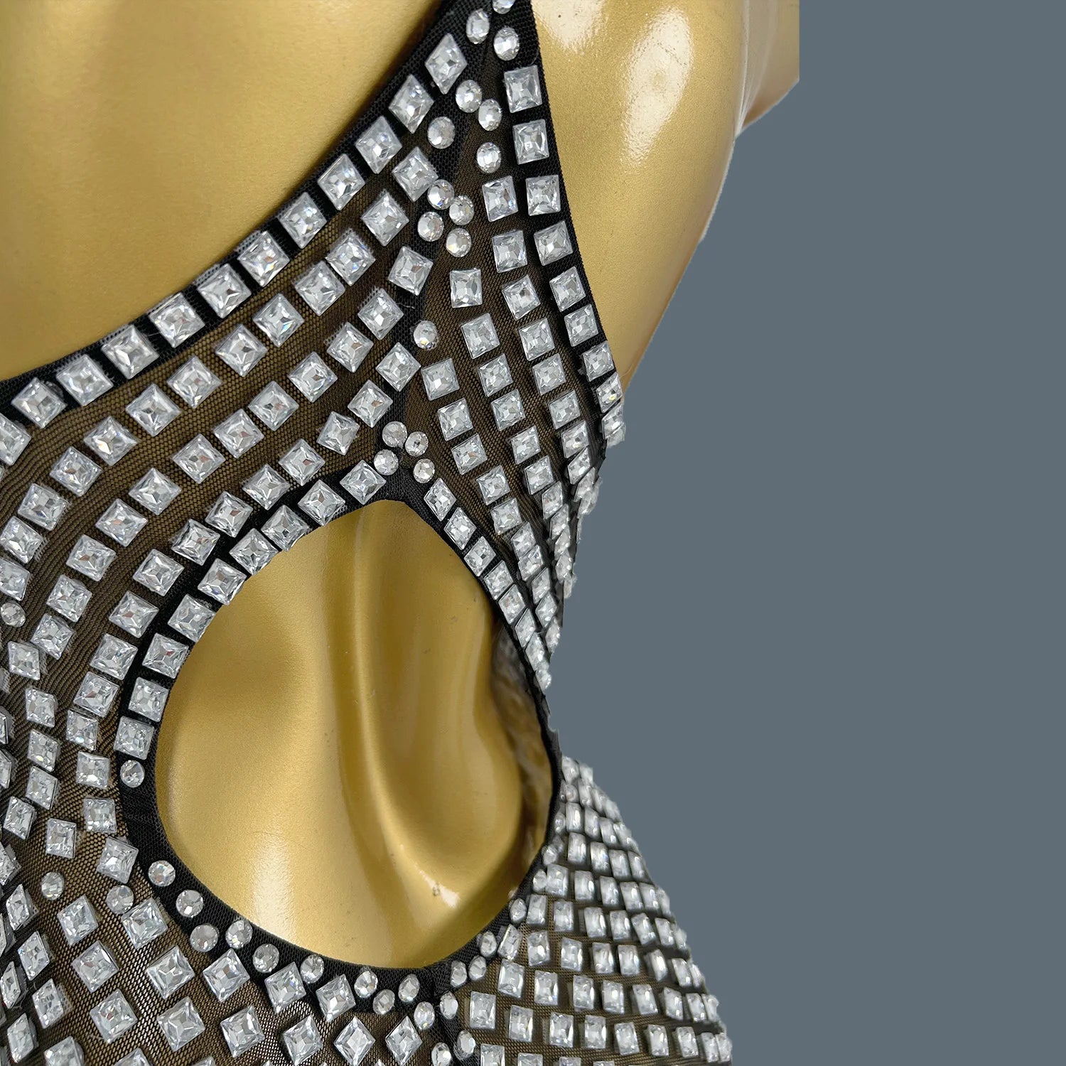 Women Fashion Crystals Mini Dress Luxury Sexy Stage Wear Birthday Party Prom Gwons Nightclub Performance Costume Fengwomei