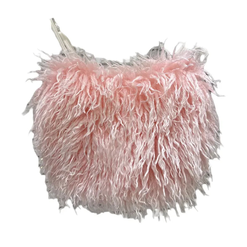 Winter New Sweet Temperament Faux Wool Adjustable Strap Camisole For Women Backless Tank Top Female 11A07775