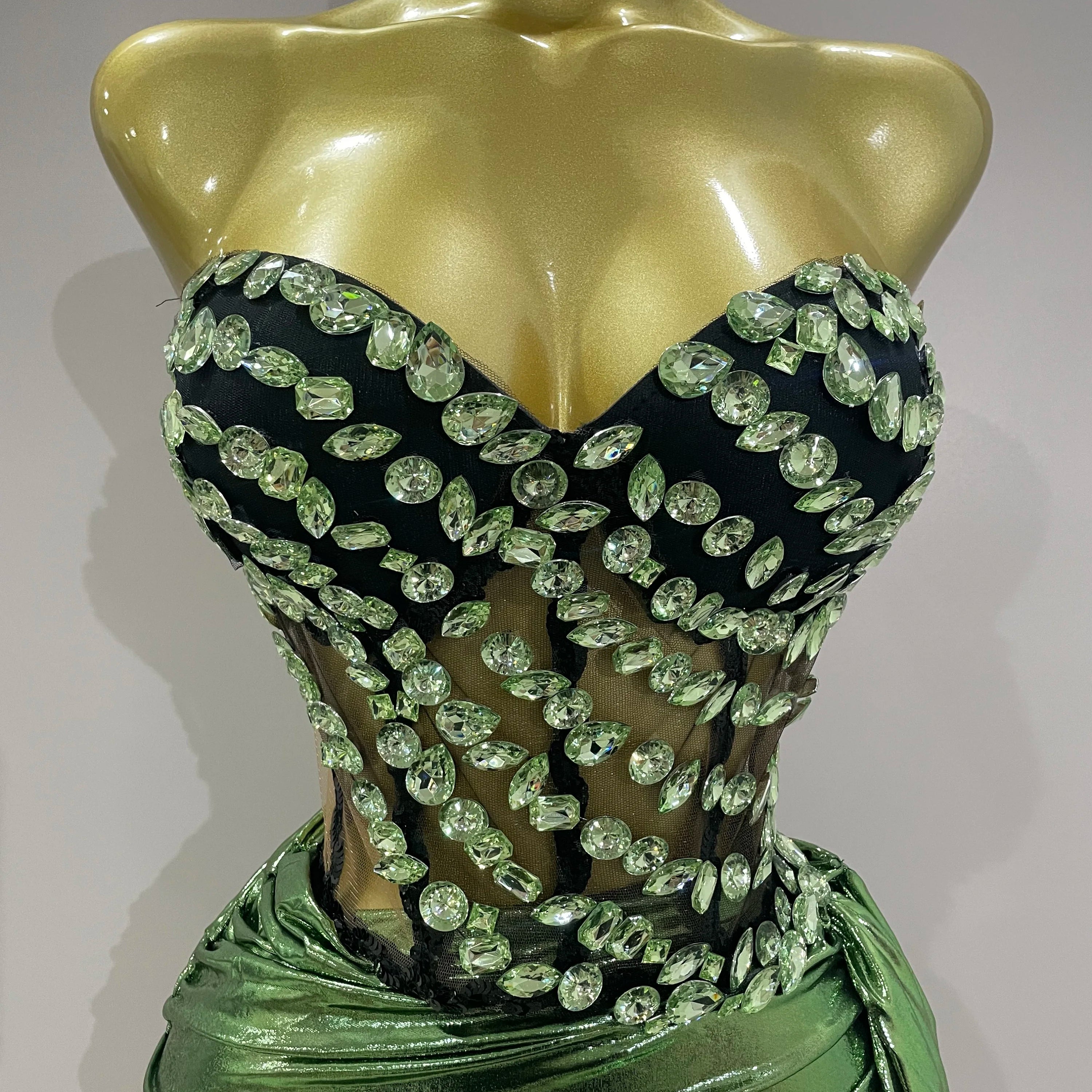 Sparkly Red Diamonds Two Piece Set Sexy Strapless Backless Women Outfit Evening Party Nightclub Stage Performance Dance Costume