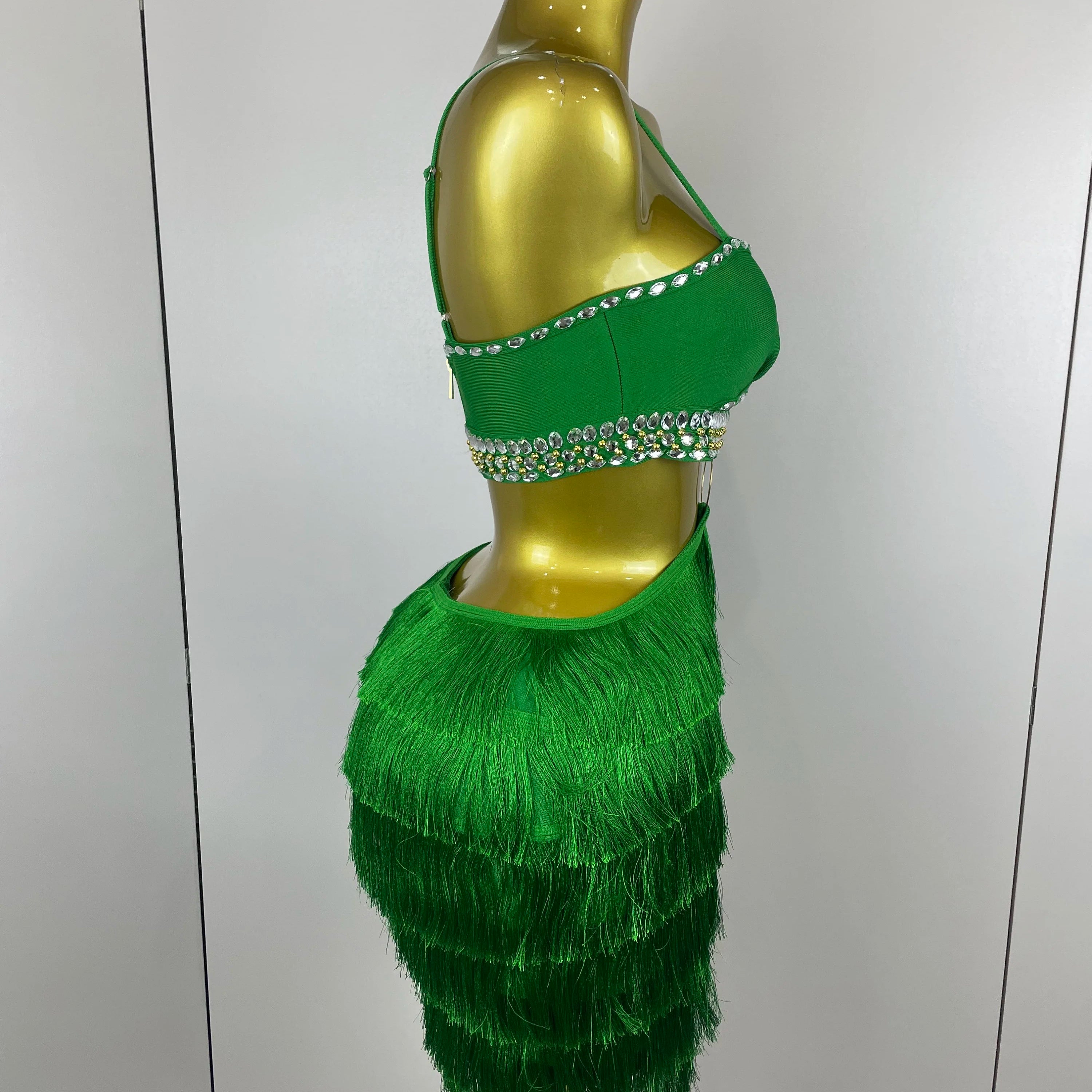 2025 Women Sexy Green Sling Backless Dress Bodycon Bandage Dress Celebrity Elegant Evening Club Luxury Birthday Party Dresses