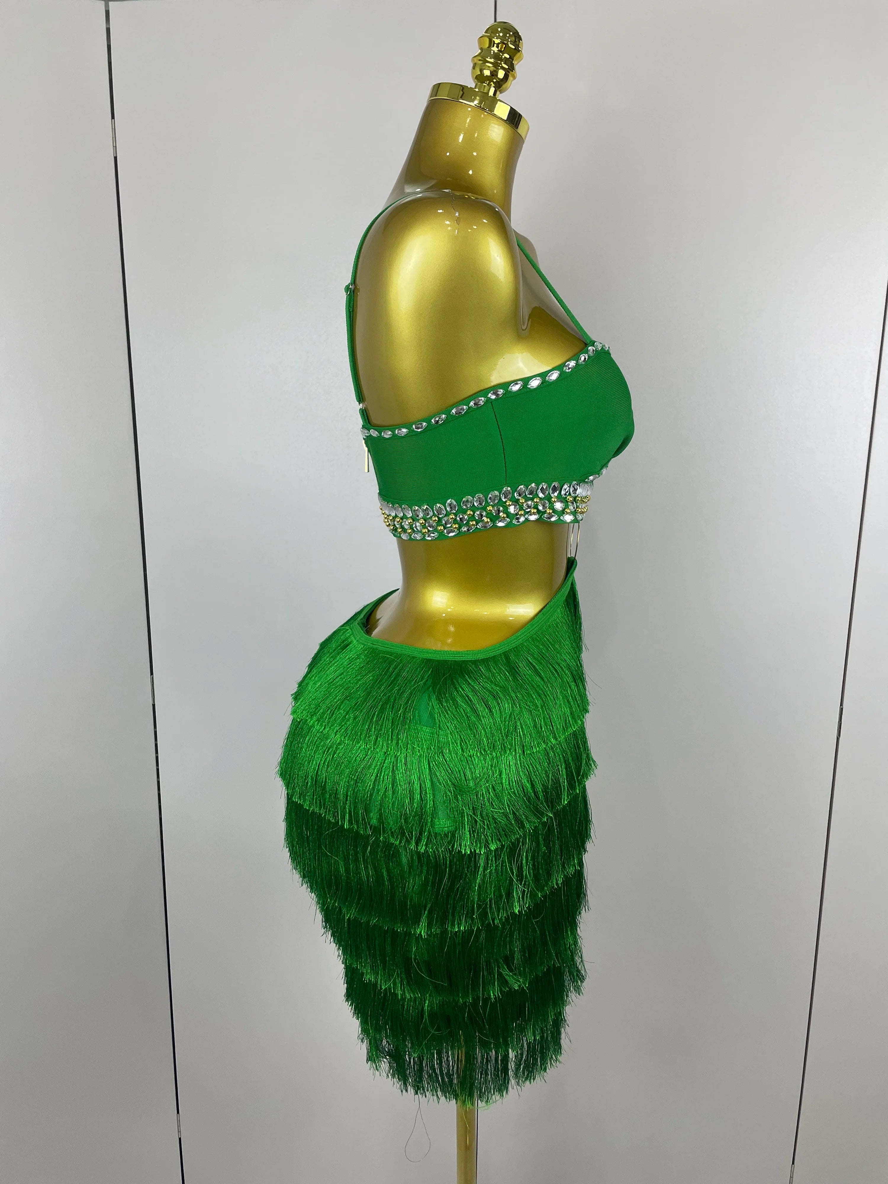 2025 Women Sexy Green Sling Backless Dress Bodycon Bandage Dress Celebrity Elegant Evening Club Luxury Birthday Party Dresses