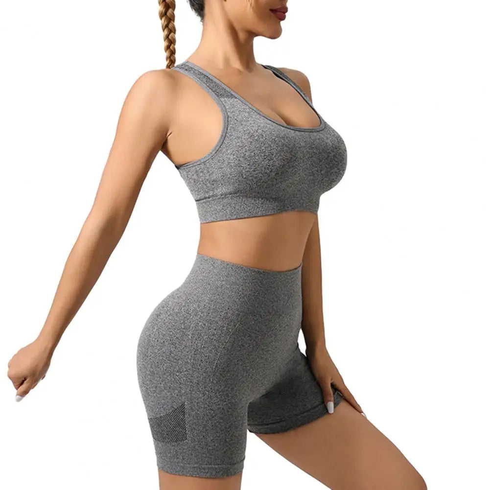 Women Sports Suit Yoga Outfit Exercise Set for Women High Waist Leggings Sports Bra Fitness Outfit for Gym Workout Yoga Bra Grey