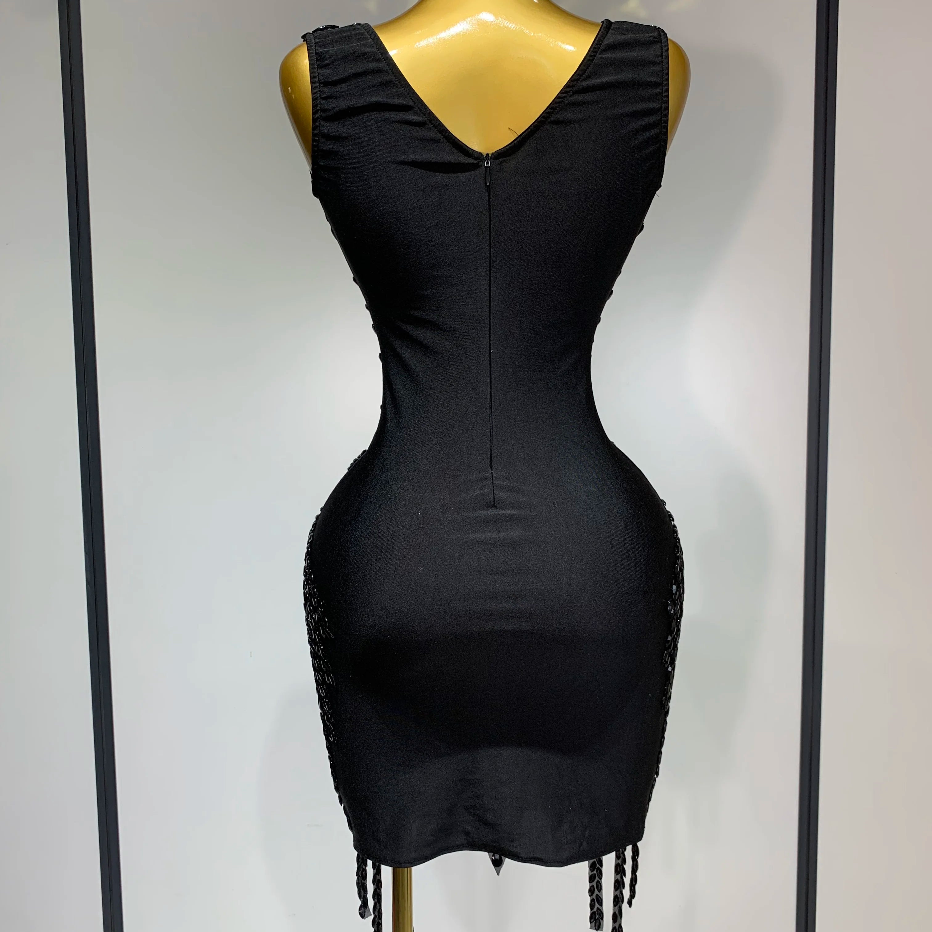 Women Sexy Stage Performance Outfit Sparkly Rhinestones Bodycon Dress Birthday Celebrate Evening Party Nightclub Mesh Dress