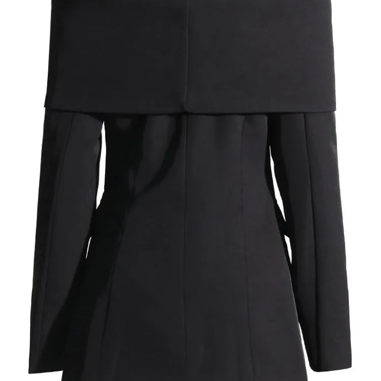 Solid Temperament Blazers For Women Slash Neck Long Sleeve Patchwork Pocket Minimalist Slim Blazer Female Fashion