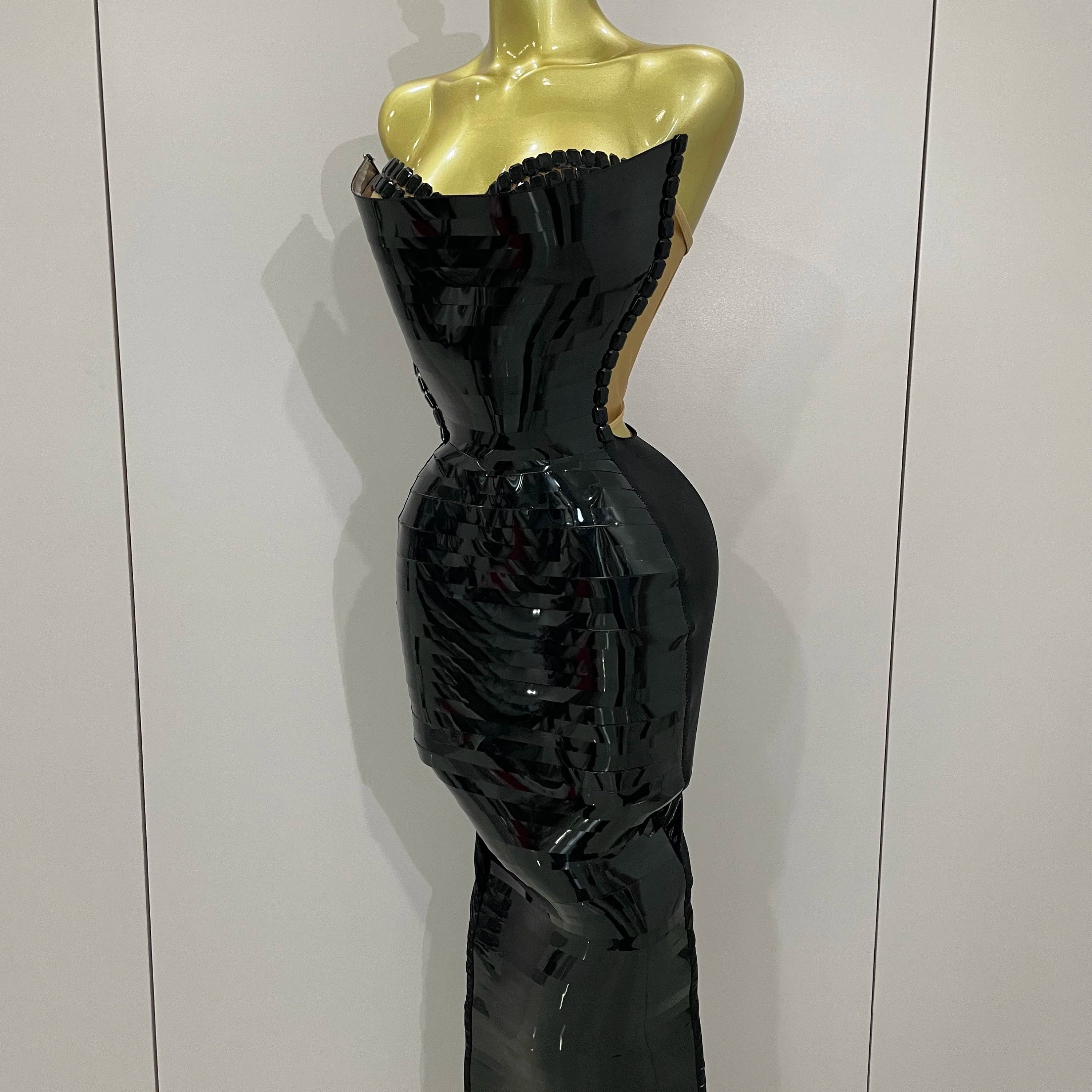 Black Shiny Sequin Sexy Chest Wrapped Dress 2025 New Women Fashion Eveing Celebrate Birthday Party Stage Costume