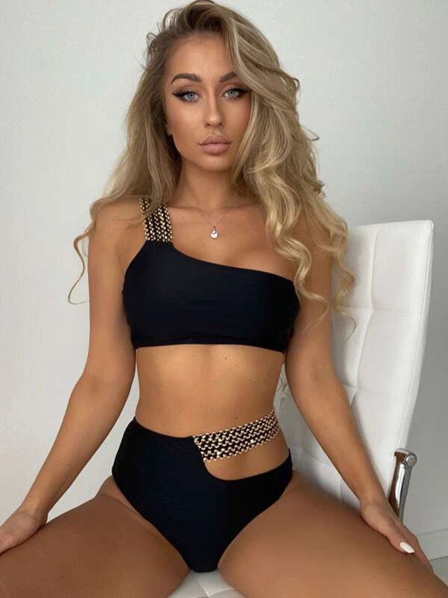 Sexy One Shoulder Strapped Print Swimwear - Push UP High Cut One Piece Swimsuit Monokini Backless Bathing Suit