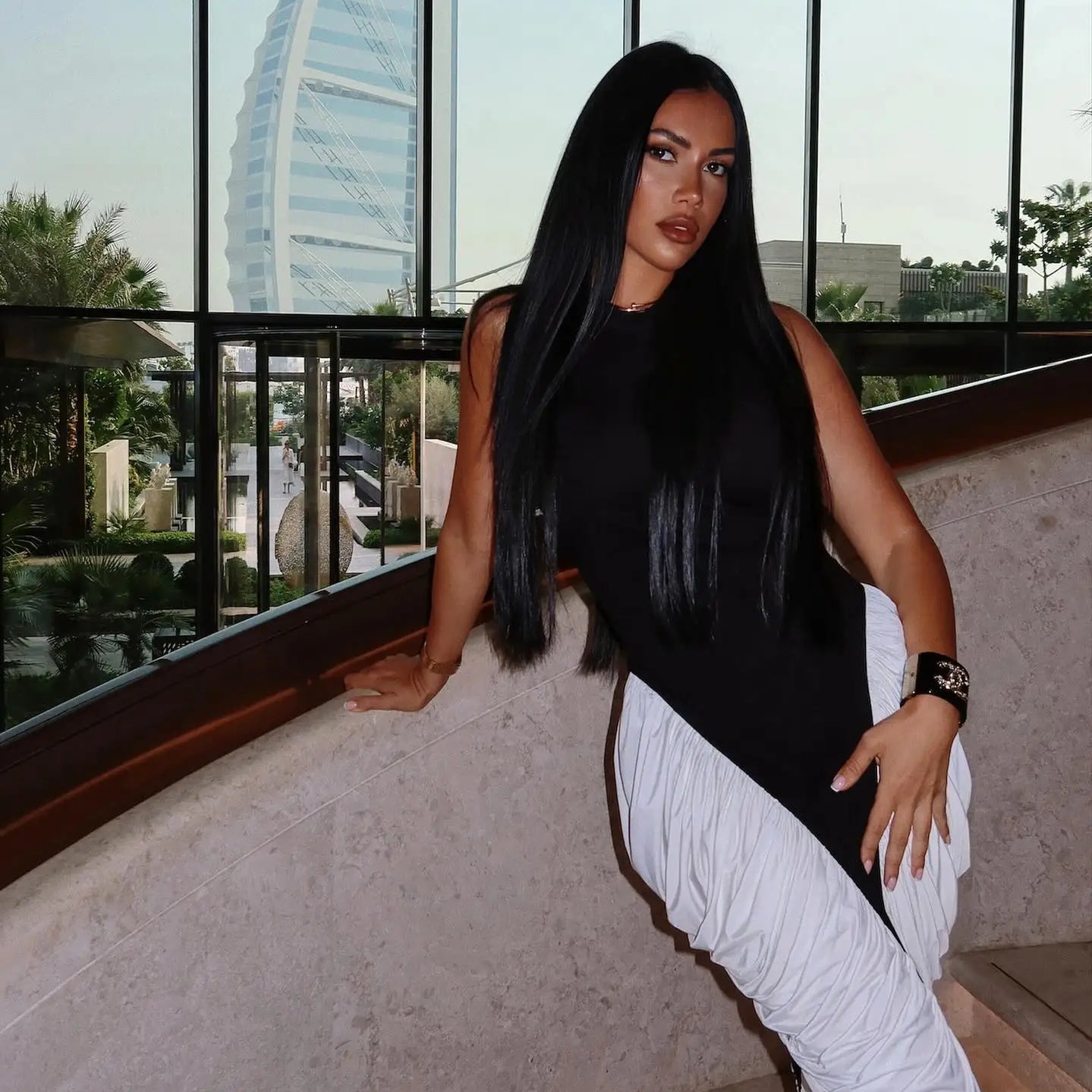 Urban Color Block Halter Sleeveless Midi Dress with Ruffle Detail for Party Formal Events