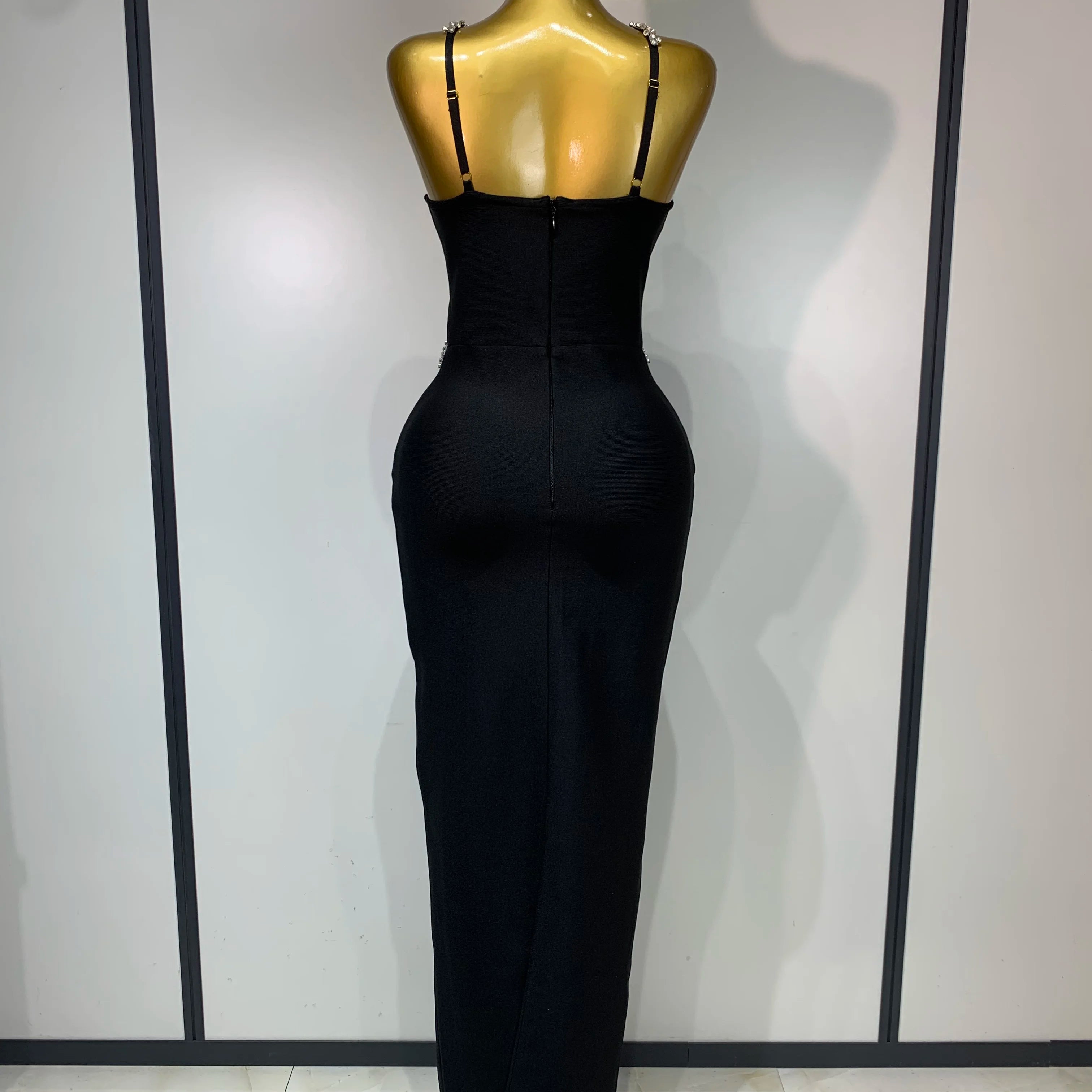 Women Sexy Shining Beading White Maxi Long Bodycon Bandage Dresses Celebrity Birthday Evening Party Elegant Knitted Clothing