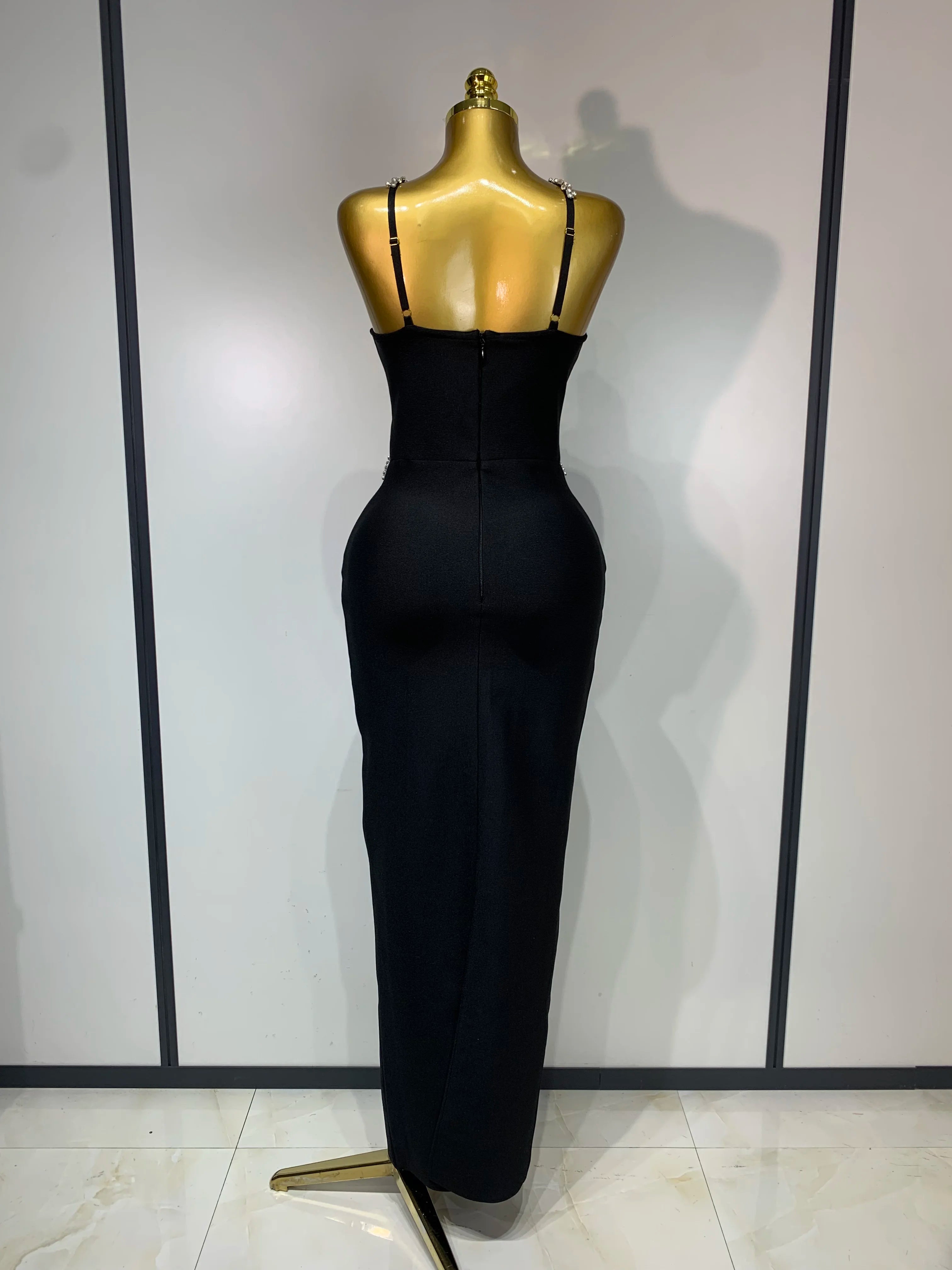 Women Sexy Shining Beading White Maxi Long Bodycon Bandage Dresses Celebrity Birthday Evening Party Elegant Knitted Clothing
