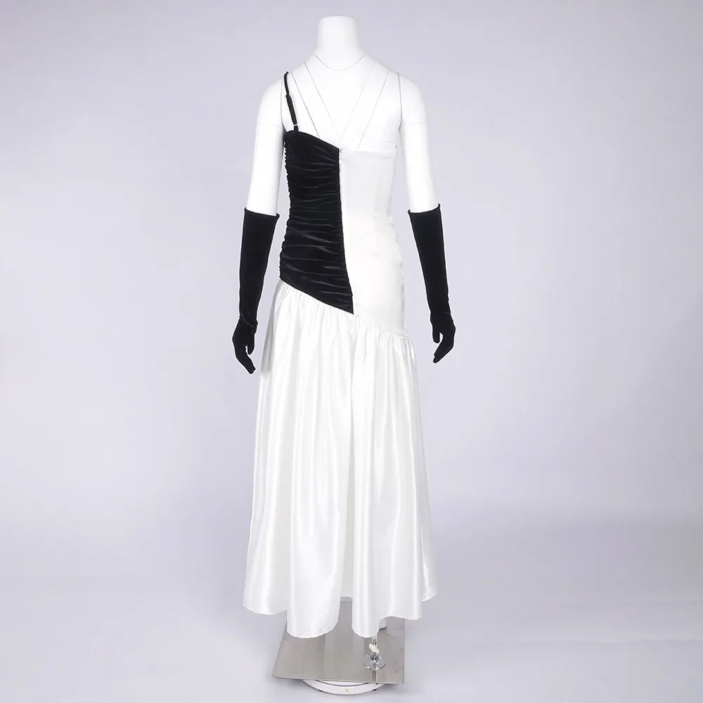 Hit Color Sheer Spliced Ruffles Elegant Dresses for Women Strapless Sleeveless Patchwork Folds Dress Female Fashion