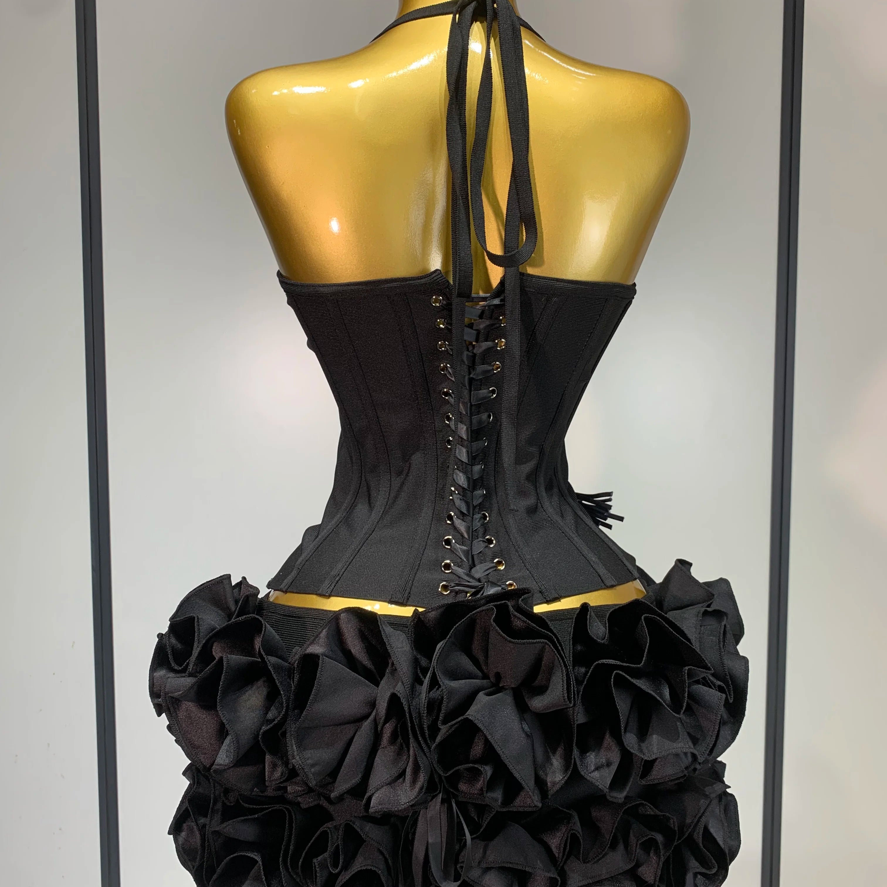 Women Sexy Halter Prom Gown Fashion Celebrity Club Party Two Piece Set Cocktail Elegant Luxury Birthday Party Bandage Outfit