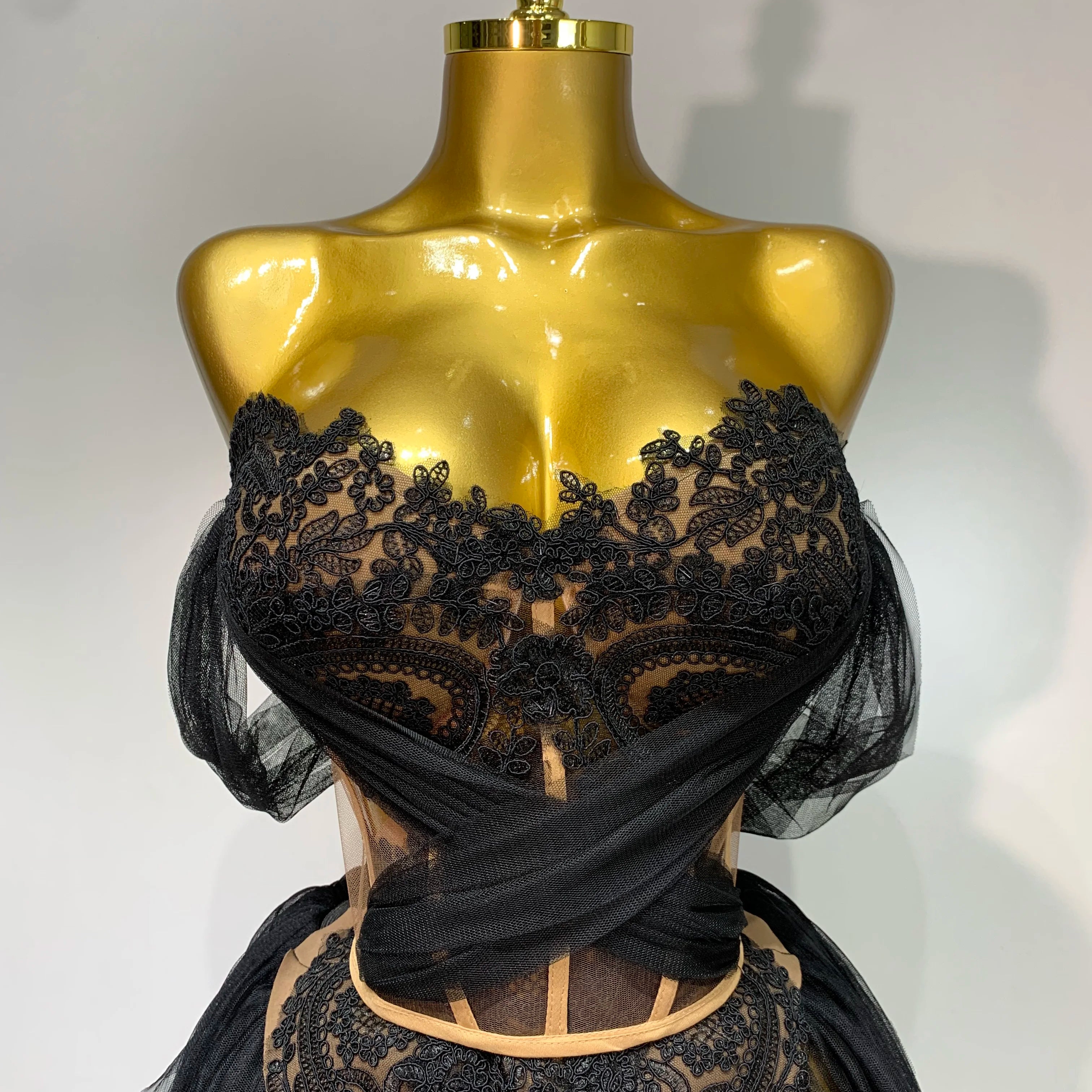 2025 New Arrived Sexy Cute Mesh Tops Skirt 2 PCS Set Women Celebrate Party Birthday Nightclub Performance Stage Show Outfit