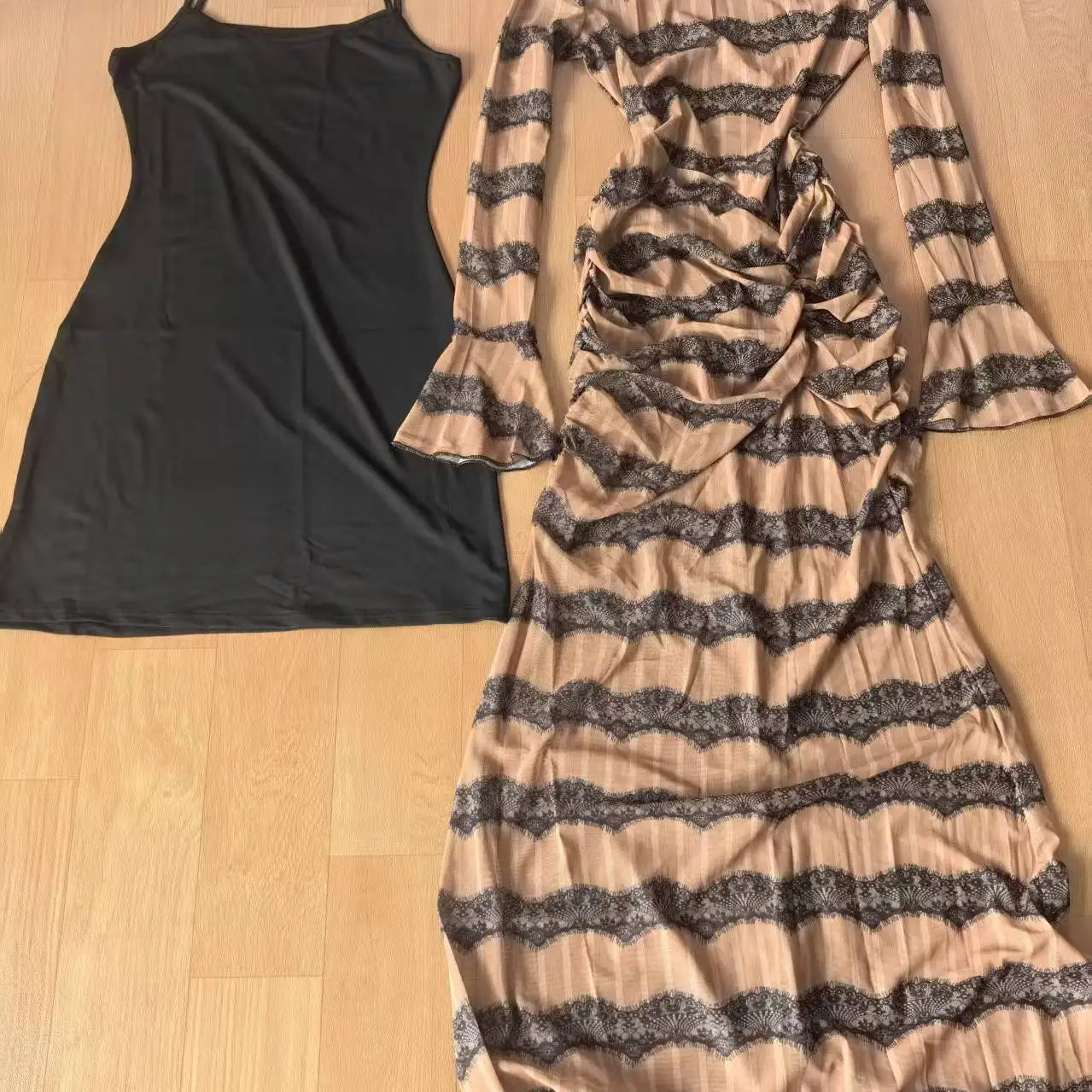 CM.YAYA Women Flare Full Sleeve Wave Striped Ruched Stacked Bodycon Midi Long Maxi Dress 2025 Evening Sexy Party Dresses Vestido