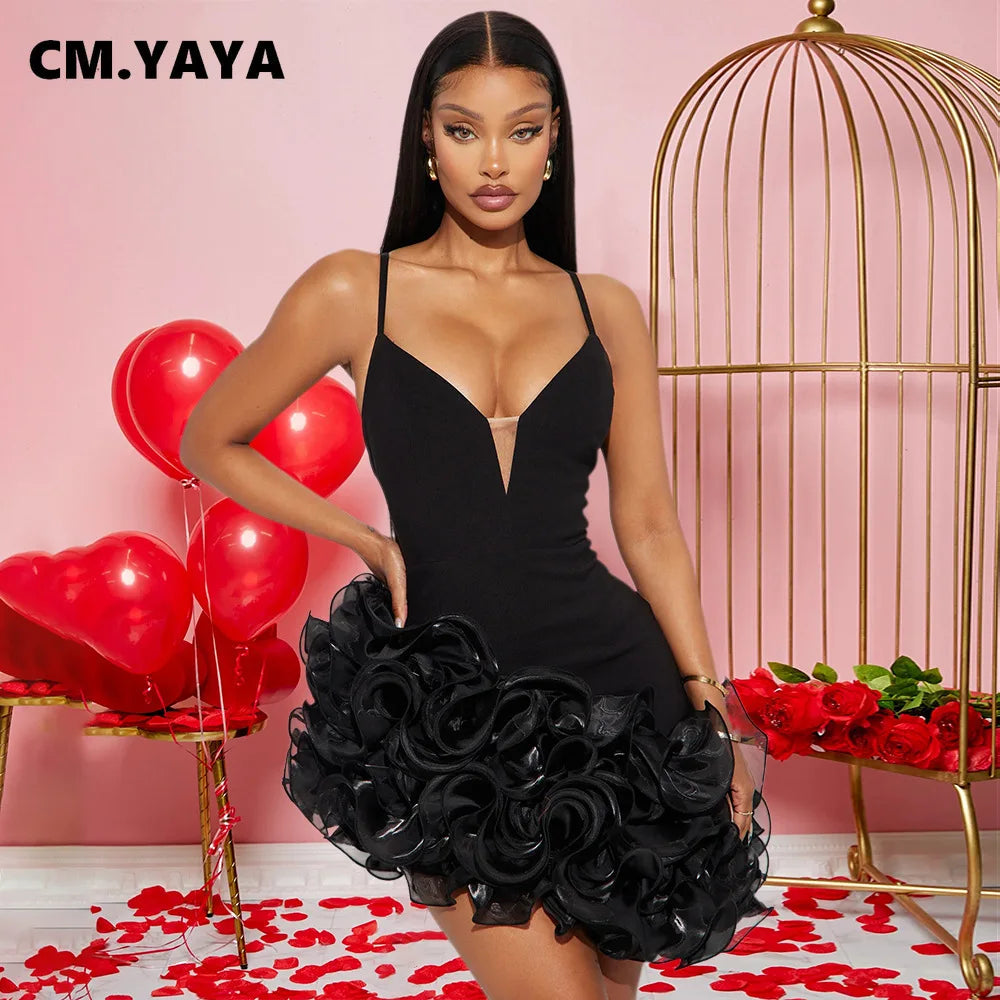 Women V-neck Strap Mult Ruffles Sleeveless Bodycon Mini Dress Sexy Evening Night Party Club irregular Vestidos Dresses