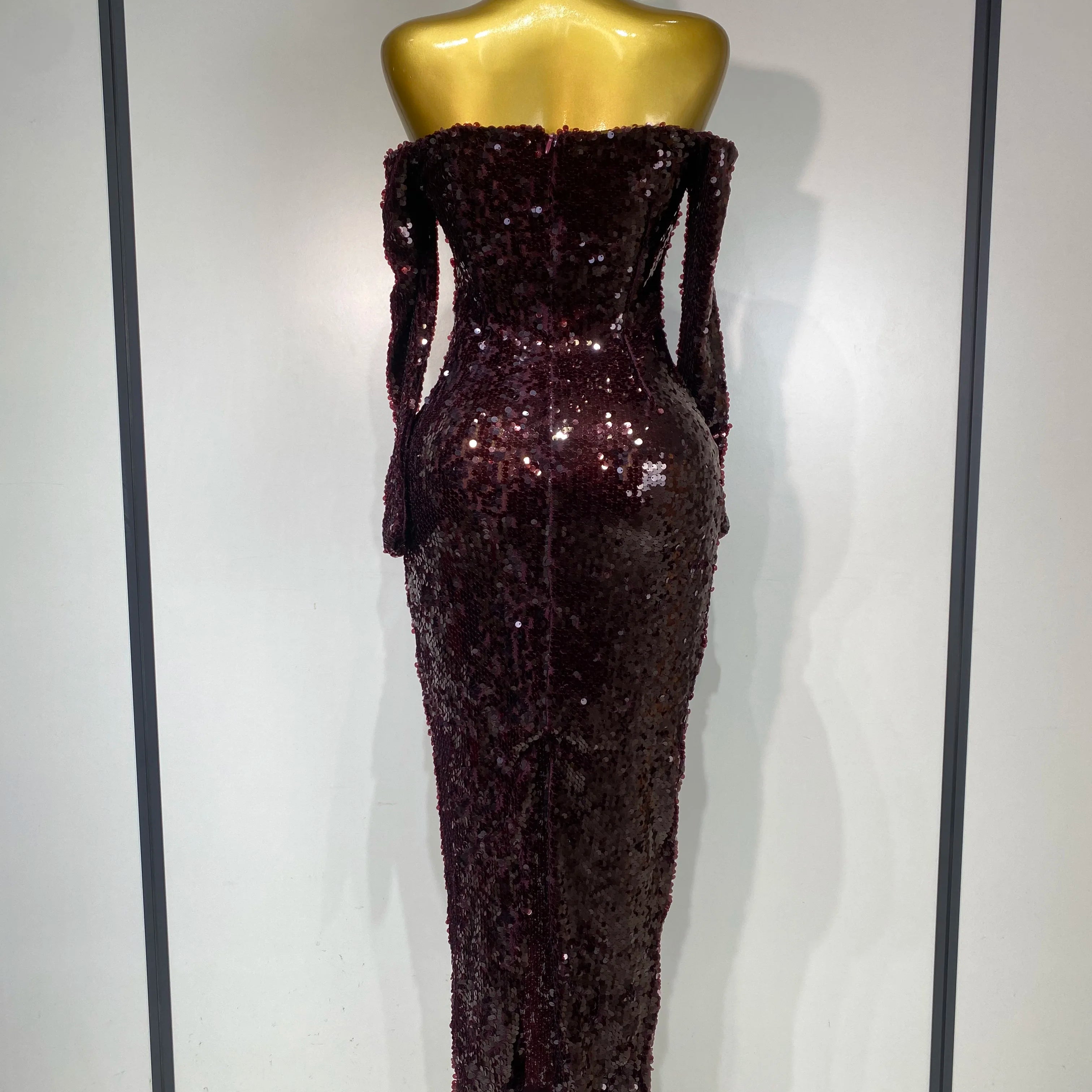 Women 2025 Luxury Sequin Celebrity Sexy Off Shoulder Long Bodycon Dress Elegant Evening Club Party Fashion Birthday Dresses