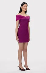 Black Purple Women Sexy Slash Neck Off the Shoulder Bodycon Mini Bandage Dress Evening Party Celebrate Birthday Outfit