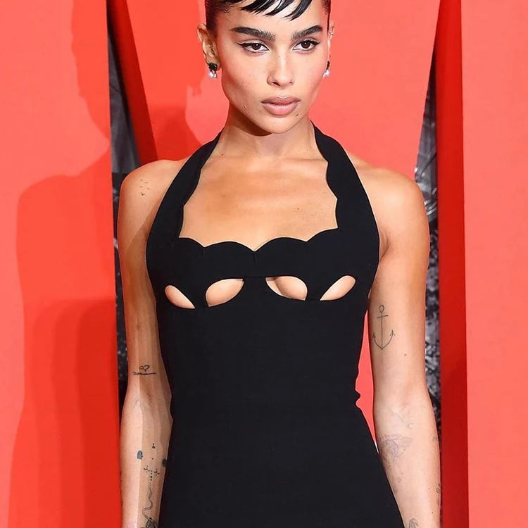 Black Halter Elegant Dress For Women 2022 New Summer Evening Party Celebrity Bodycon Long Dress Vestido