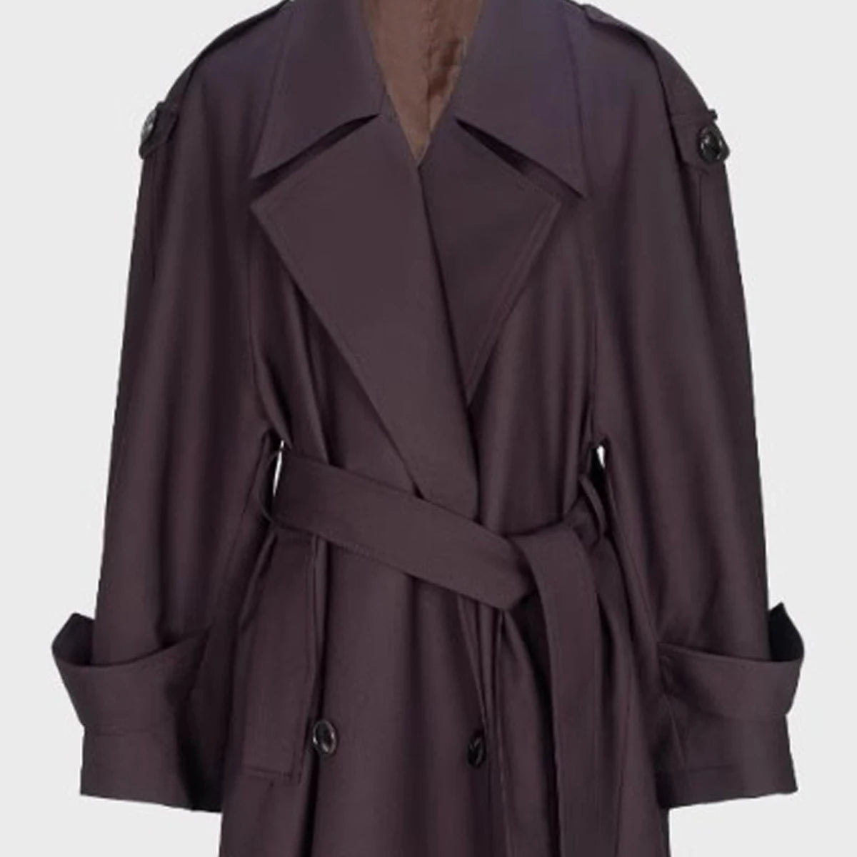 Lautaro Spring Autumn Oversized Khaki Extra Long Dark Purple Trench Coat for Women Double Breasted Elegant Luxury Overcoat 2025
