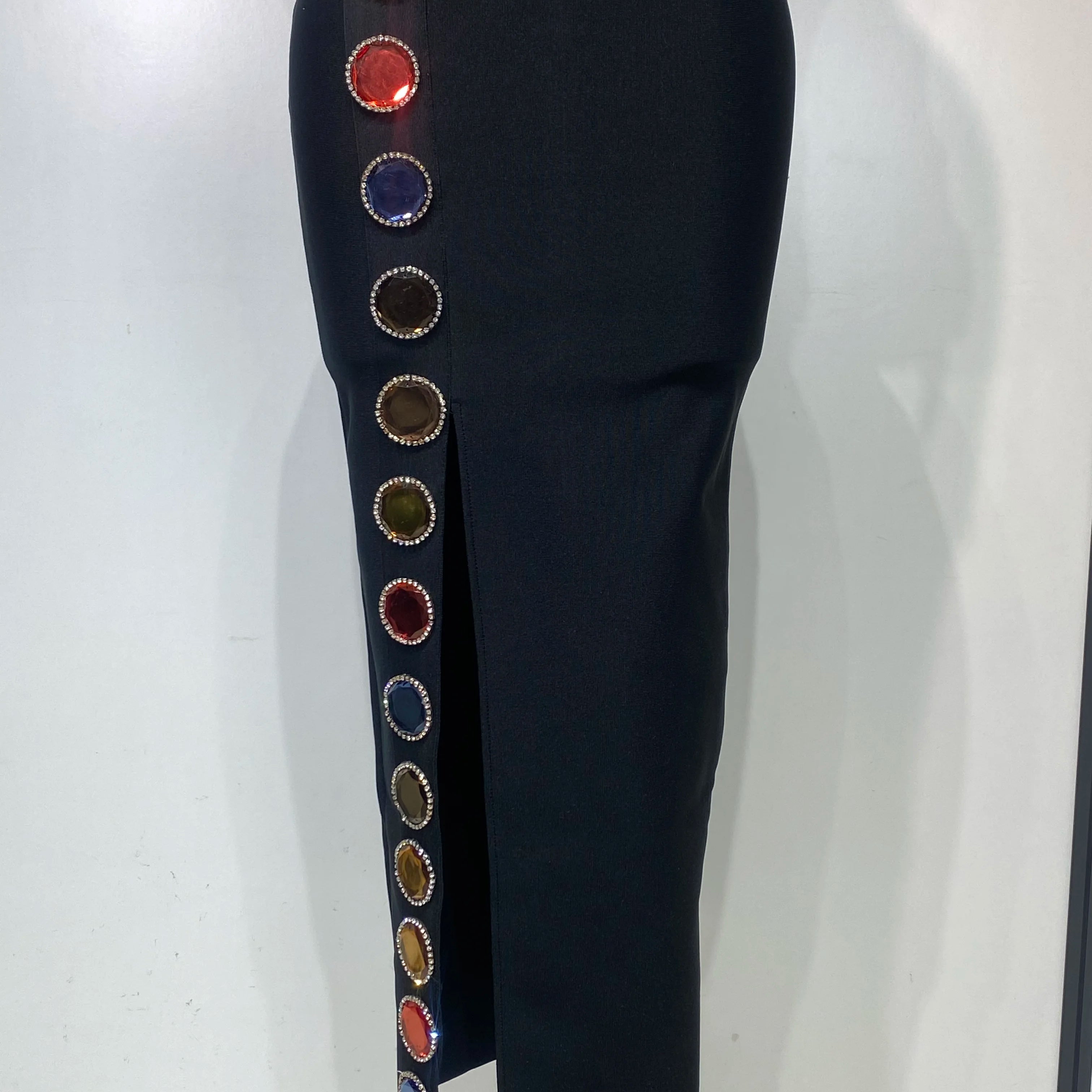 Women Elegant Bandage Bodycon Dress Halter Rhinestons Elastic Dress Luxury Birthday Celebrity Evening Club Party Wedding Dress